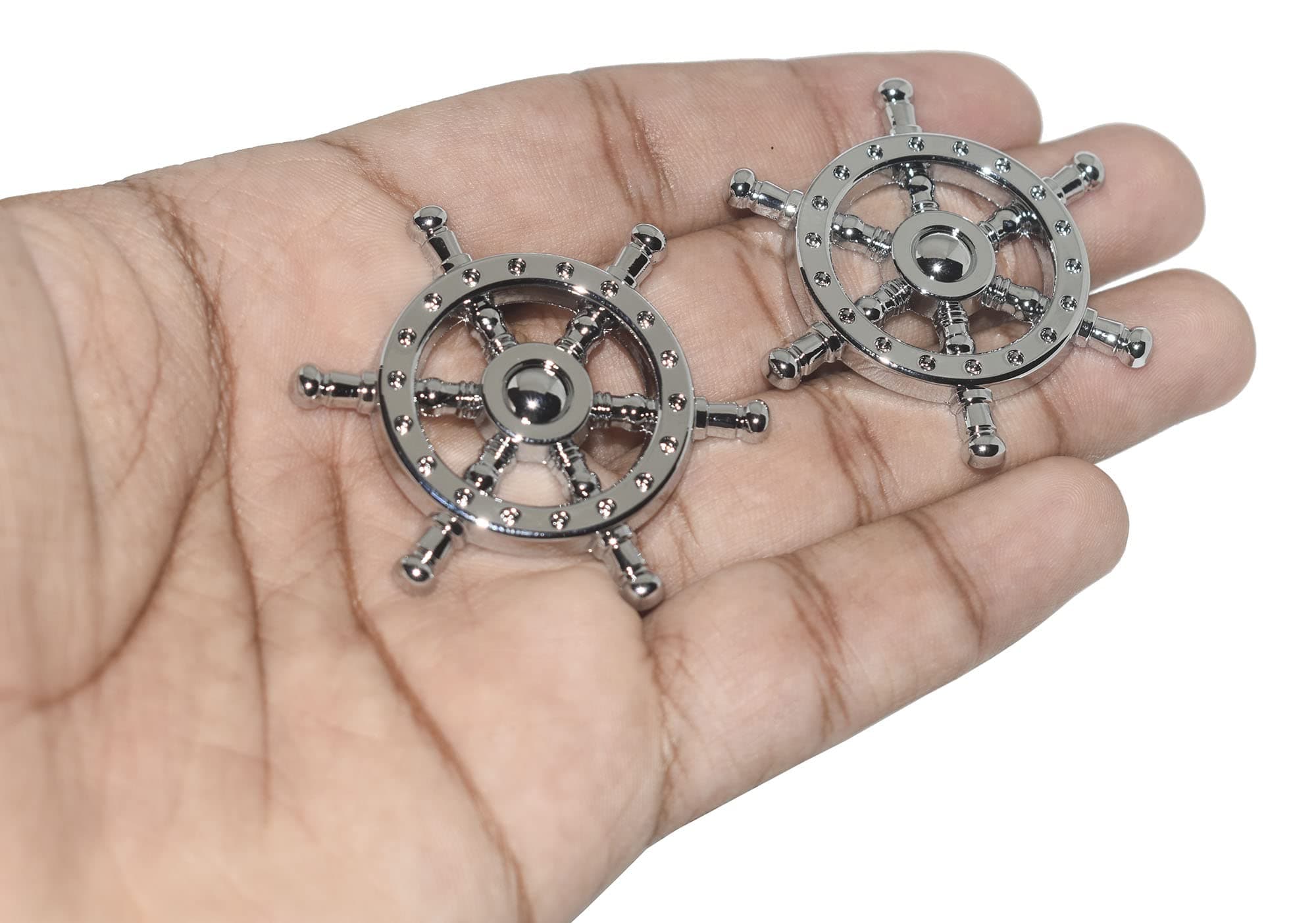 Incognito Pirate Ship Wheel Emblem Sticker for All Cars, Metal (Silver)