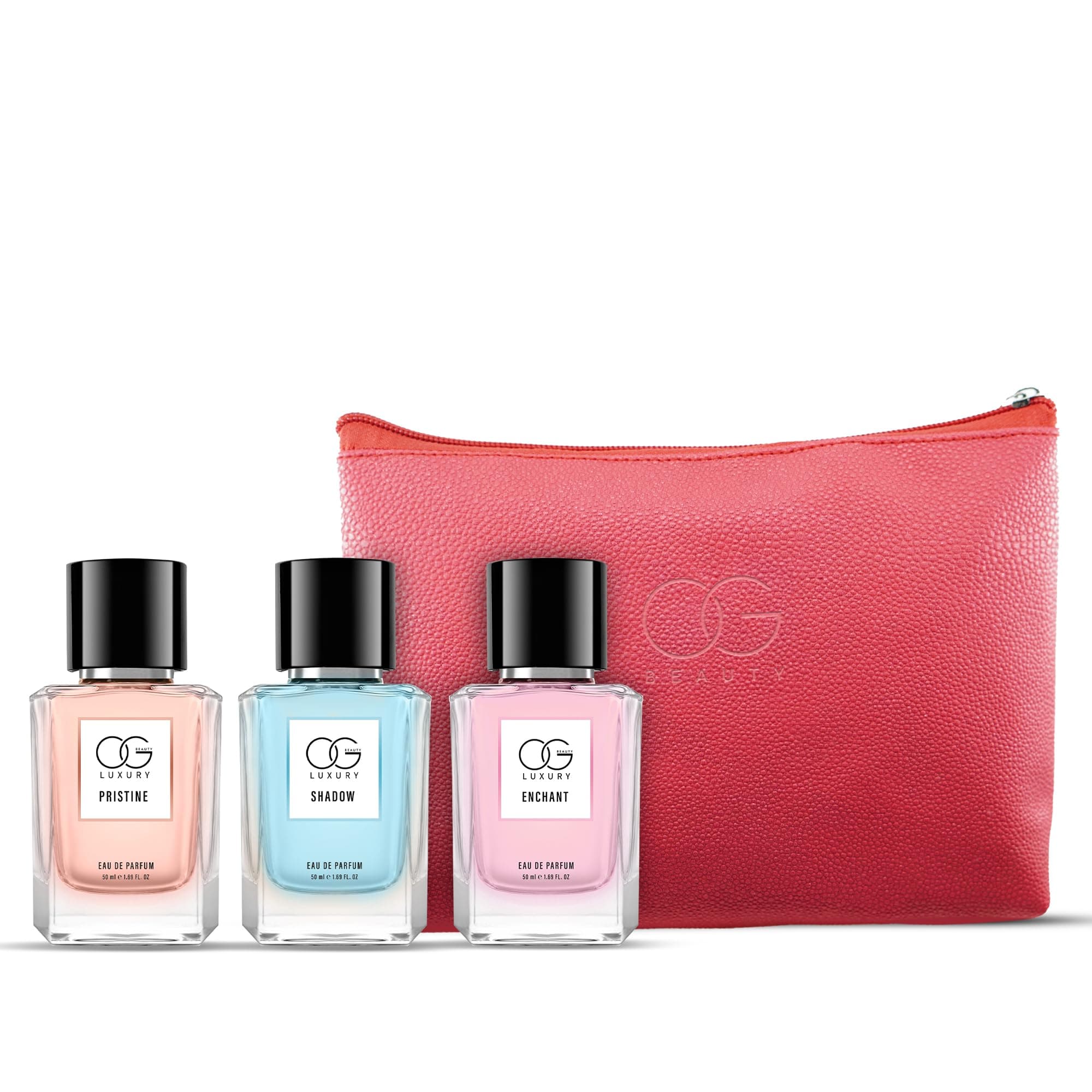 OG BEAUTY Luxury Boss Babe Perfume Gift Set with Pouch – Pristine, Shadow, Enchant | 3x50ml Eau de Parfum for Women | Ideal for Gifting