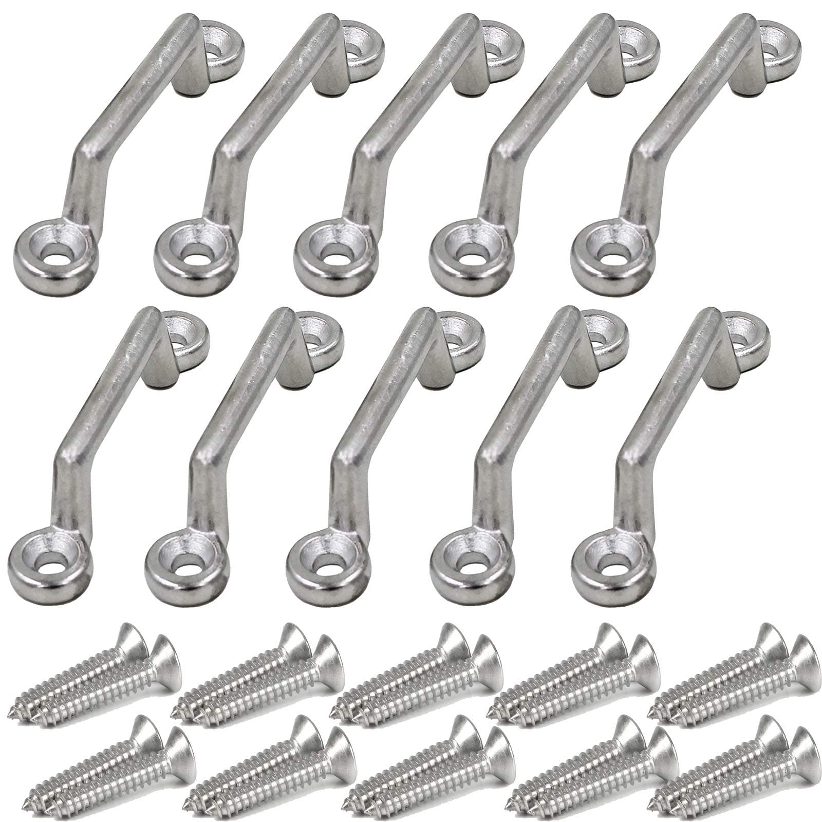 10 Pack Stainless Steel 316 Bimini Pad Eye Bimini Footman's Loop Heavy Duty for Jeep Corvette,Buggy,Kayak Tie Downs with Hardware - No Rust