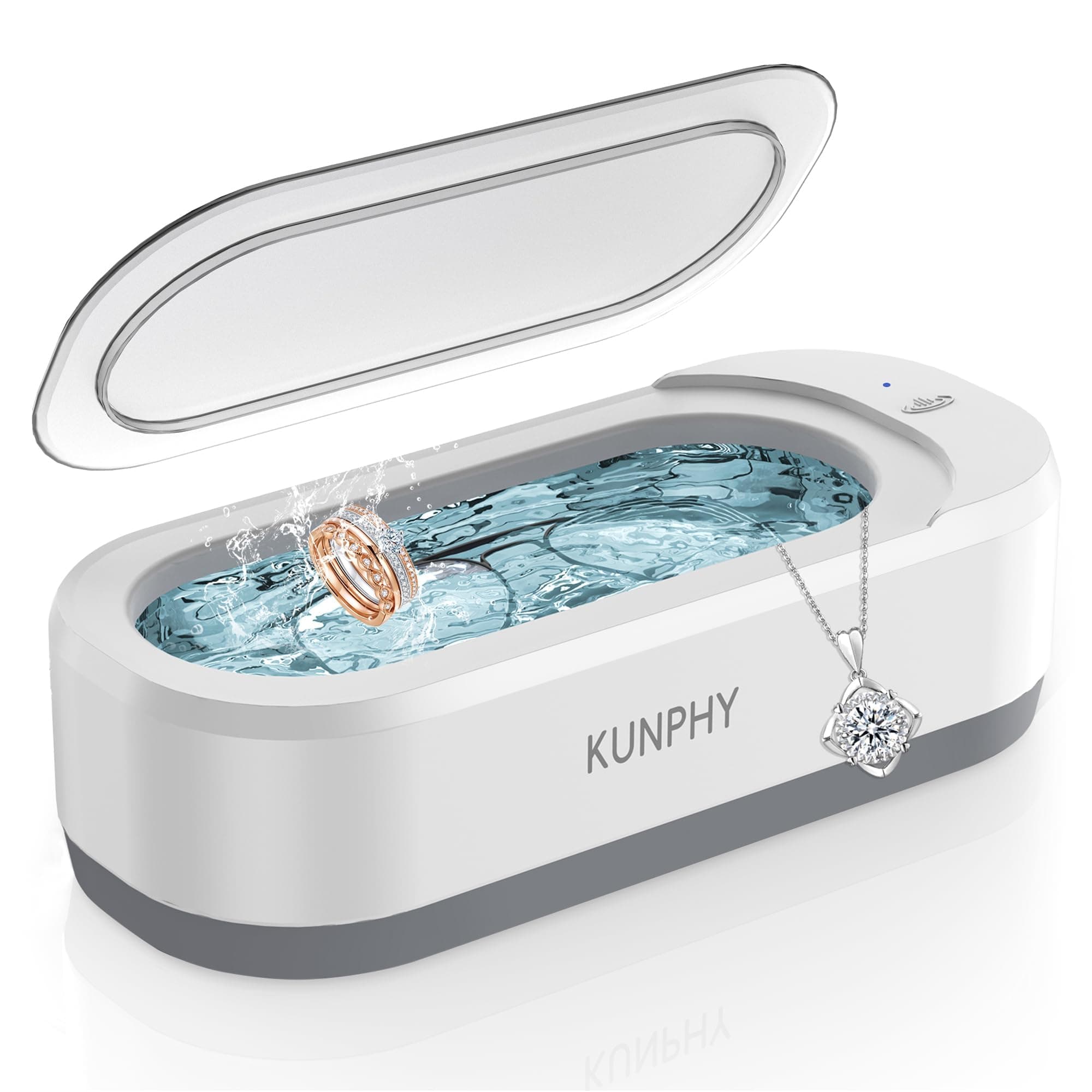 kunphy Ultrasonic Jewelry Cleaner, Jewelry Cleaner Machine 350ml 46KHz, Professional Sonic Cleaner with One-Touch Operation, Ultrasonic Cleaner for Jewelry, Glasses, Rings