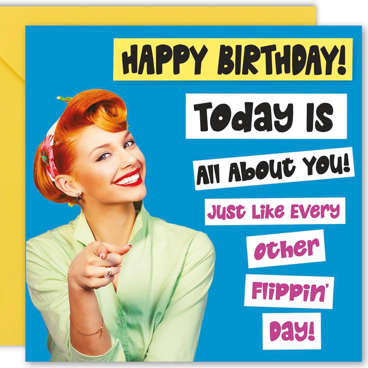 Cult Kitty - All About You - Rude Birthday Card for Women - Naughty Birthday Card for the Lady in Your Life - Cheeky Birthday Card for Adults - Offensive or Insulting Birthday Cards for Friends