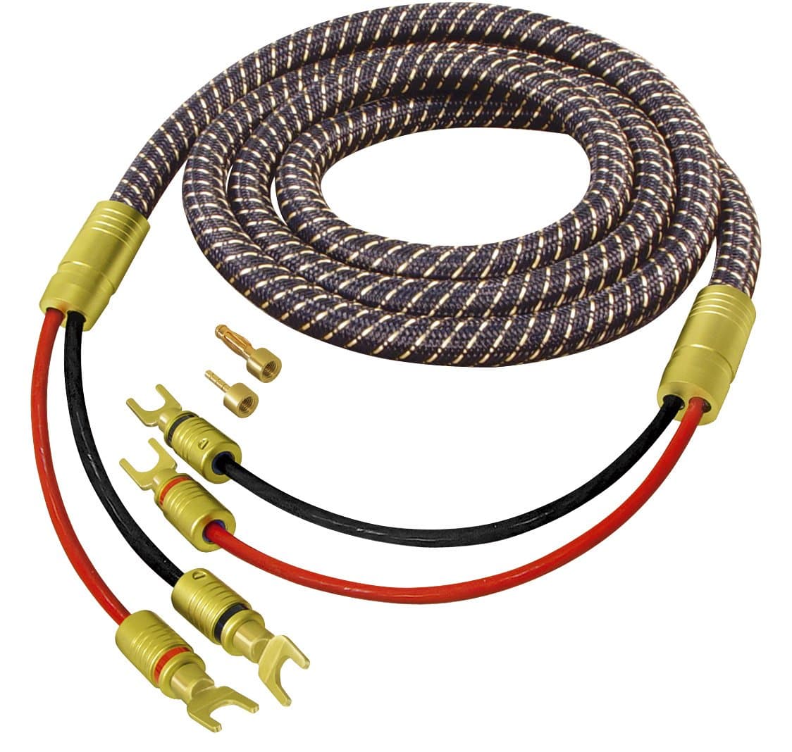 All4u BNL 3 High End Speaker Cable Set / 2x Gold-Plated Interchangeable Contacts to 2x Gold-Plated Interchangeable Contacts / 2x 7m Black