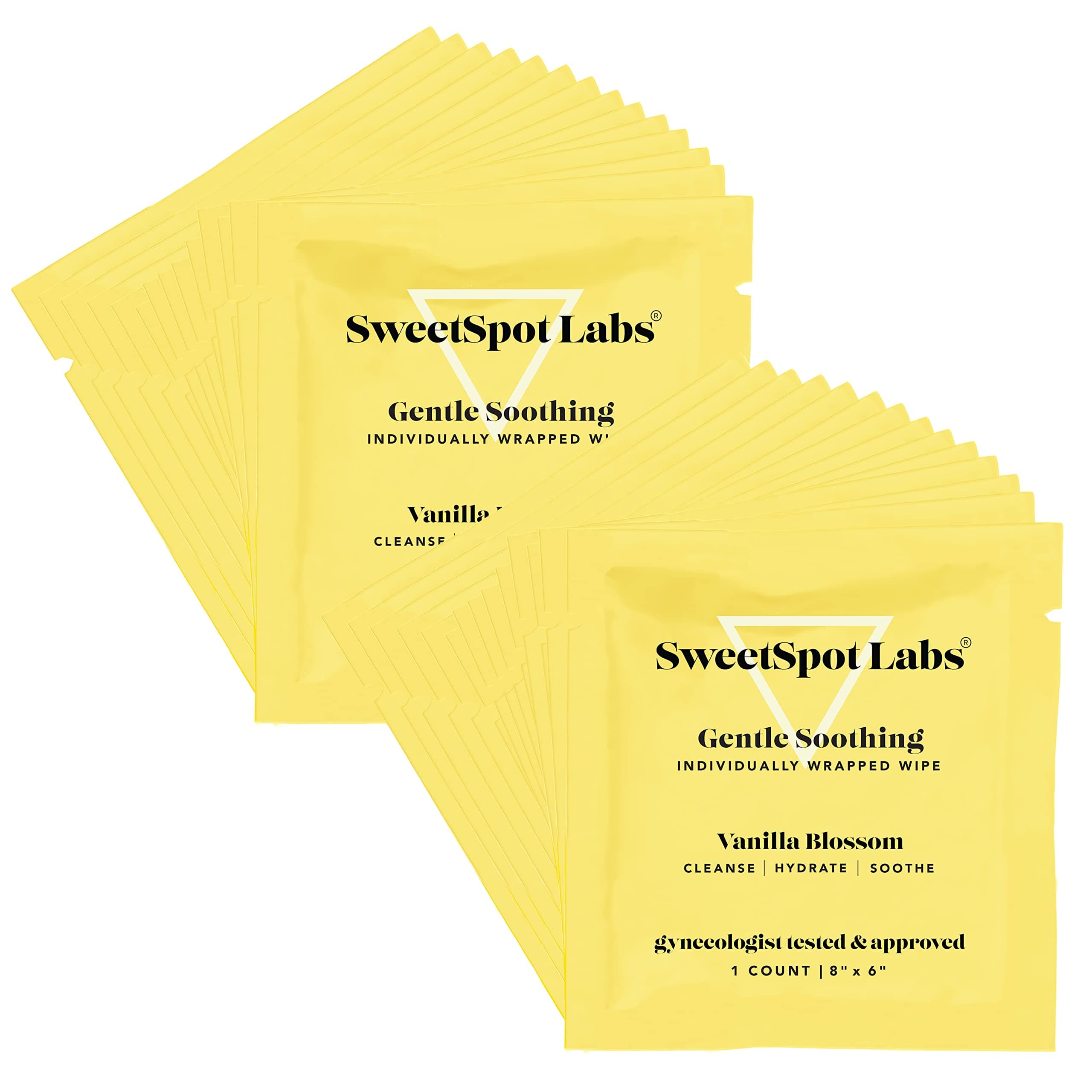 SweetSpot Labs | Feminine Wipes | Individually Wrapped | pH Balanced | Vanilla Blossom, 30 Wipes