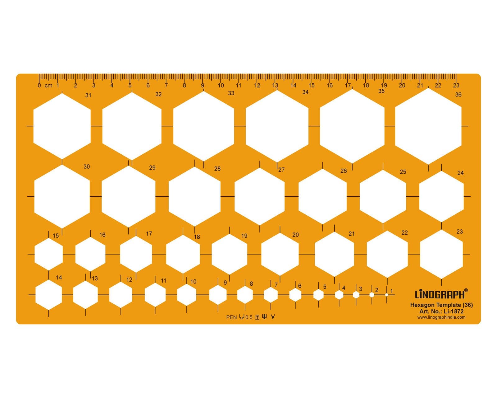Hexagon Drafting and Design Template Stencil Symbols Technical Drawing Scale
