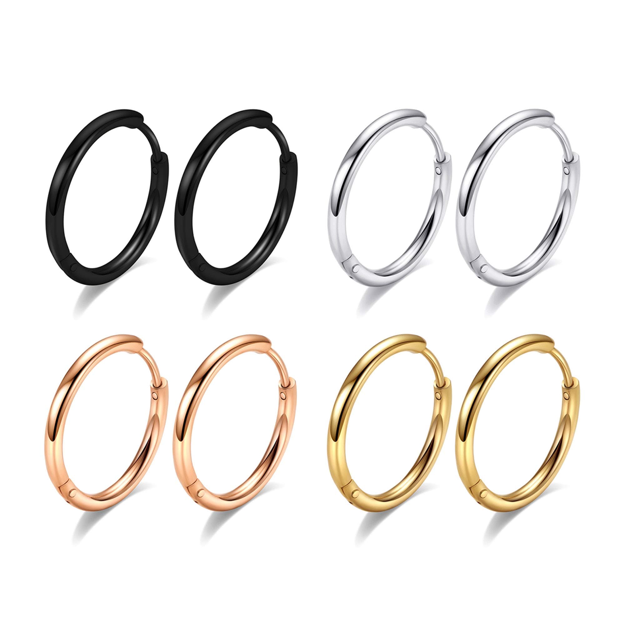 316L Surgical Steel Hoop Earrings, 6mm-20mm Huggie Earrings Men Hypoallergenic, Small Sleeper Mens Hoop Earring Cartilage Earring for Women 20G 18G
