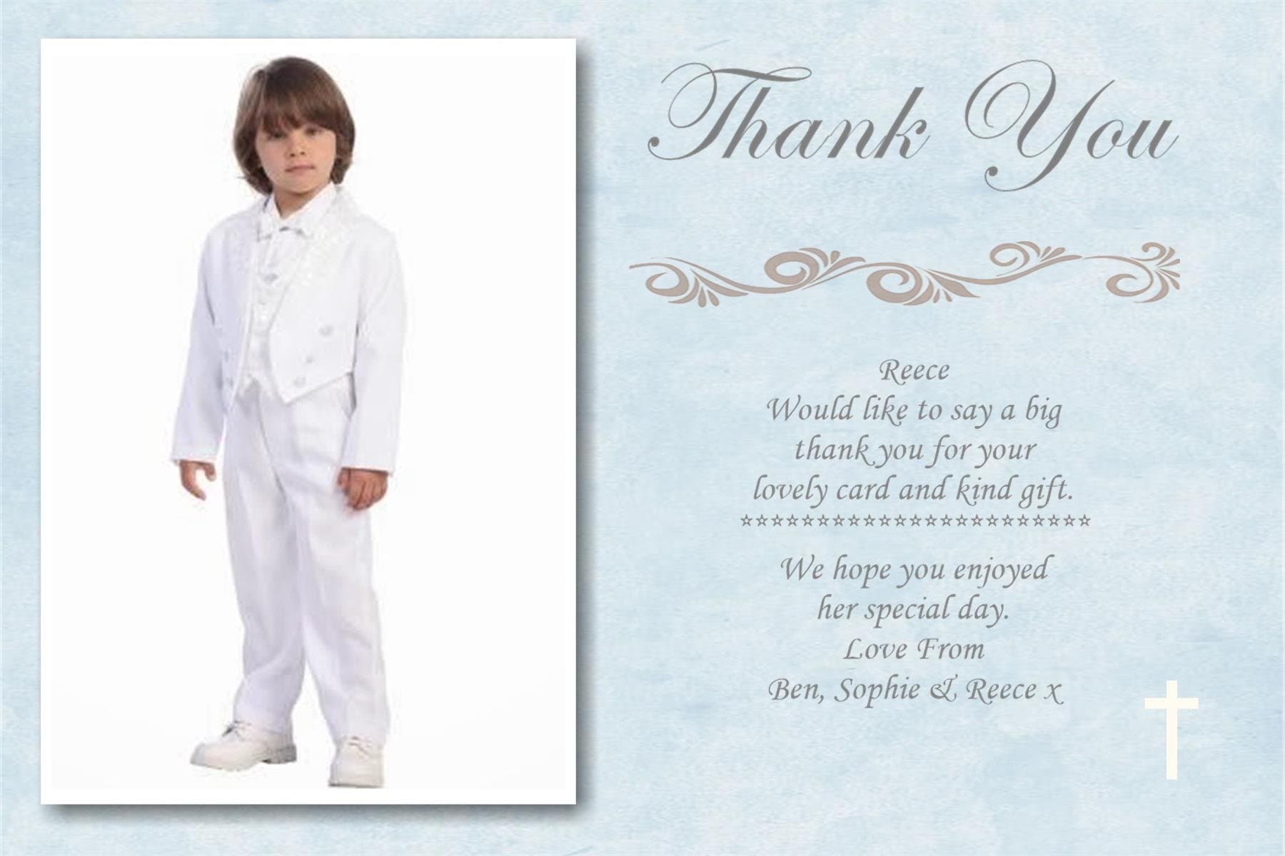 50 Personalised Boys Blue Holy Communion Thank you Cards Ref CT2 With Envelopes