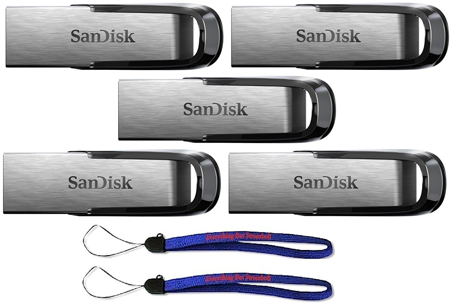 Ultra Flair USB (5 Pack) 3.0 64GB Flash Drive High Performance Thumb Drive/Jump Drive up to 150MB/s - with (2) Everything But Stromboli (tm) Lanyard