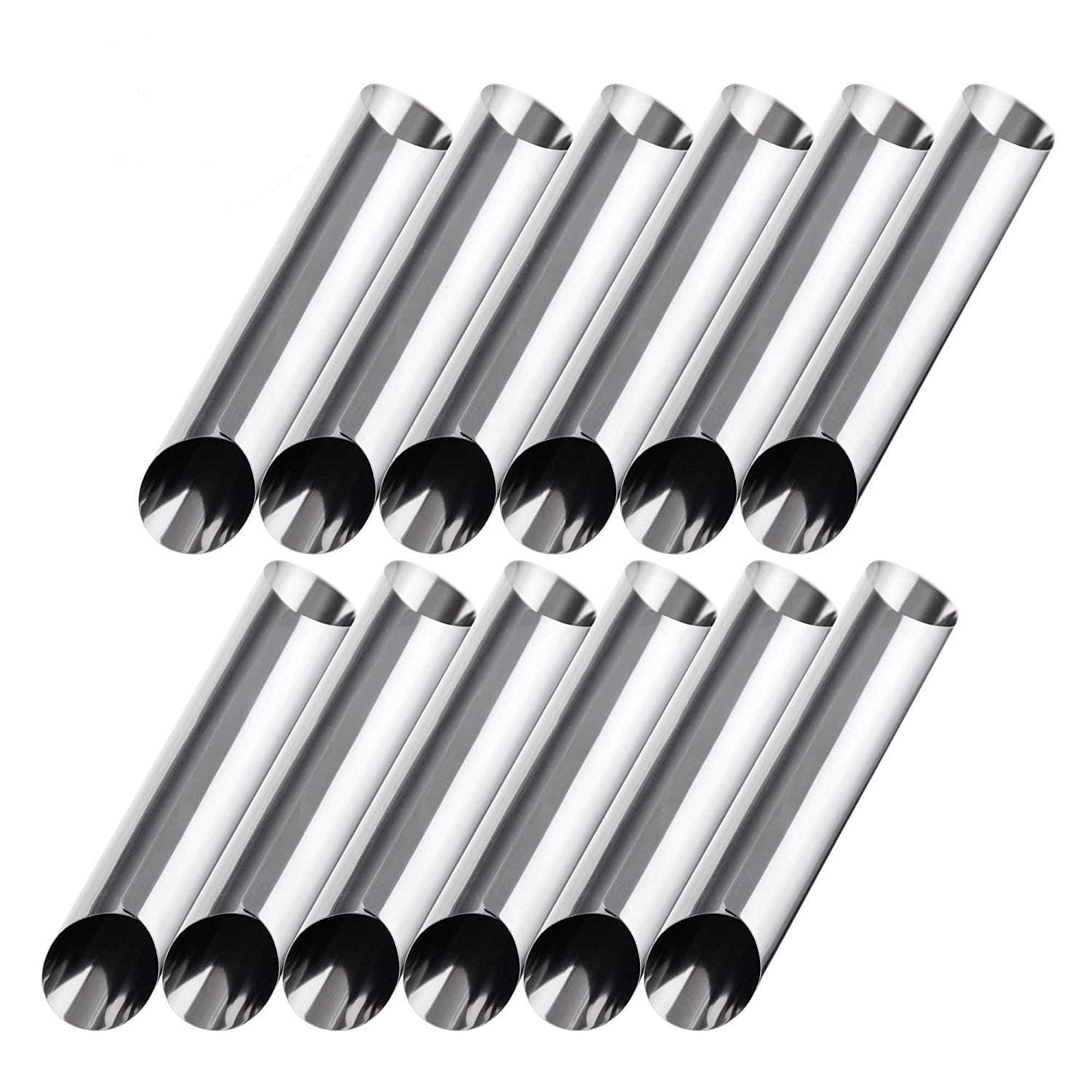 12 Pcs Non-Stick Cream Horn Cones Tubes Stainless Steel Screw Croissant Pastry Baking Moulds Set, Cannoli Form Roll Mould Shaper for Anniversary and Daily Use