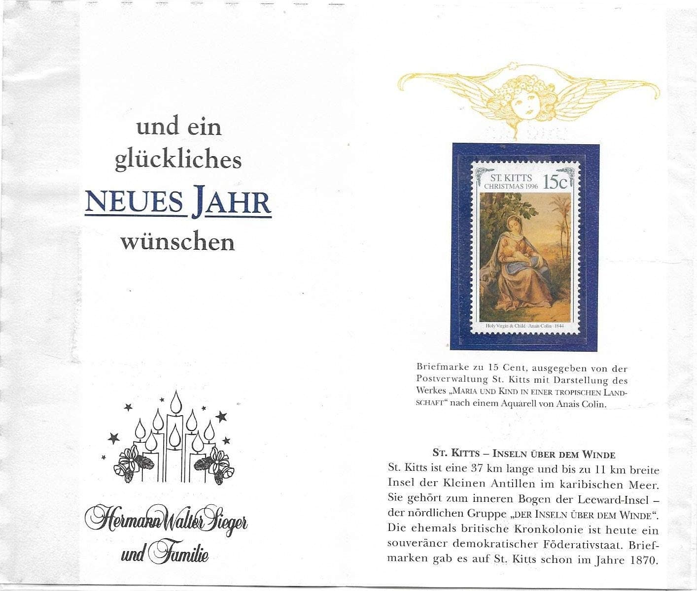 1996 Rare St Kitts Christmas Stamp On Brochure Religion Christianity # Z