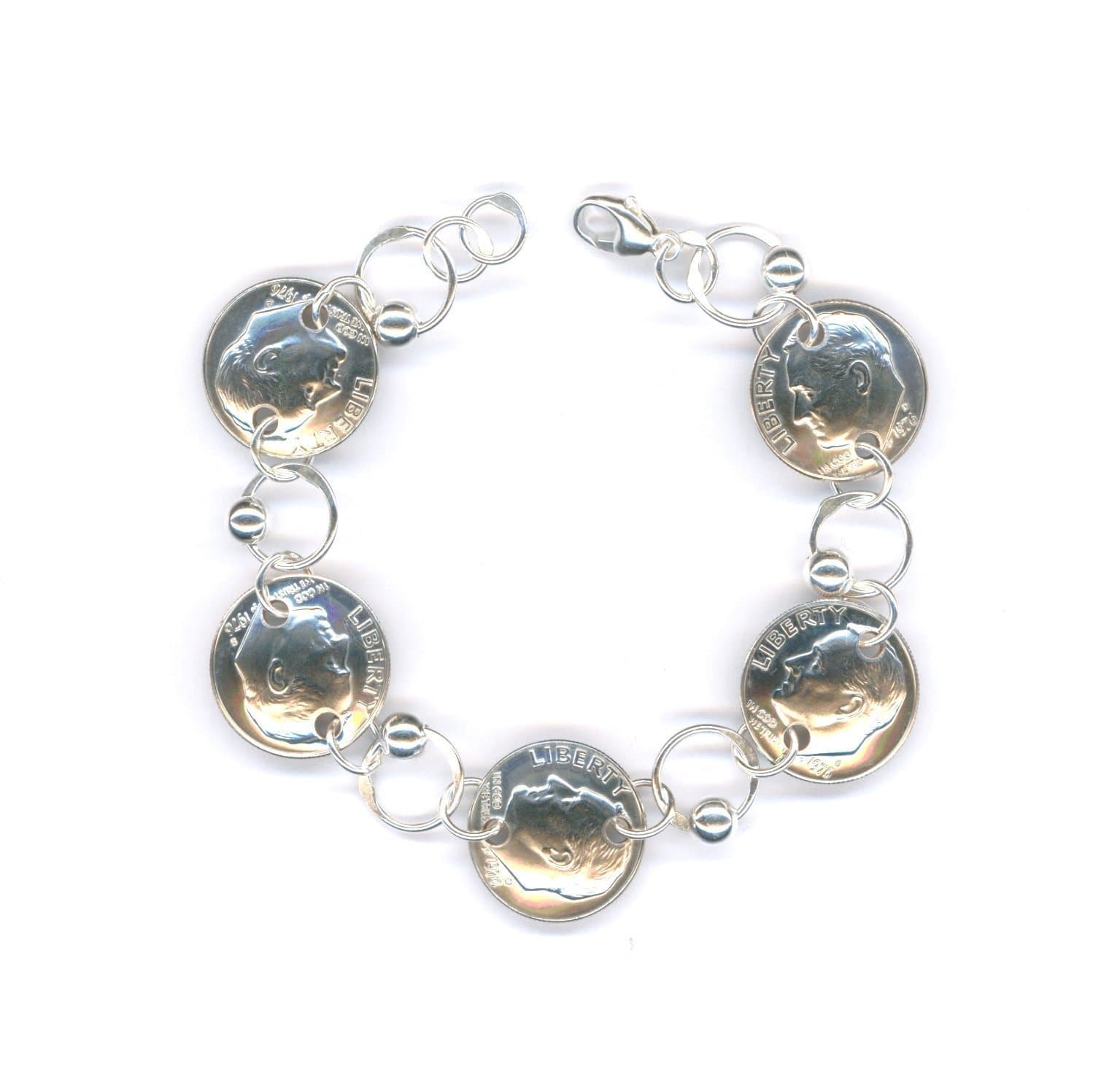 51st Birthday Gifts to Her. 1966 Dime Coin Beaded Silver Bracelet 51st Birthday Gift Jewelry 1966 51st Anniversary Gift Women