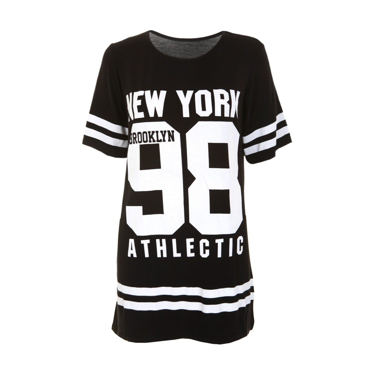 DivadamesWomen's New Baseball Pluss Size 98' T-Shirt Ladies New York 98 Brooklyn Print Shirt