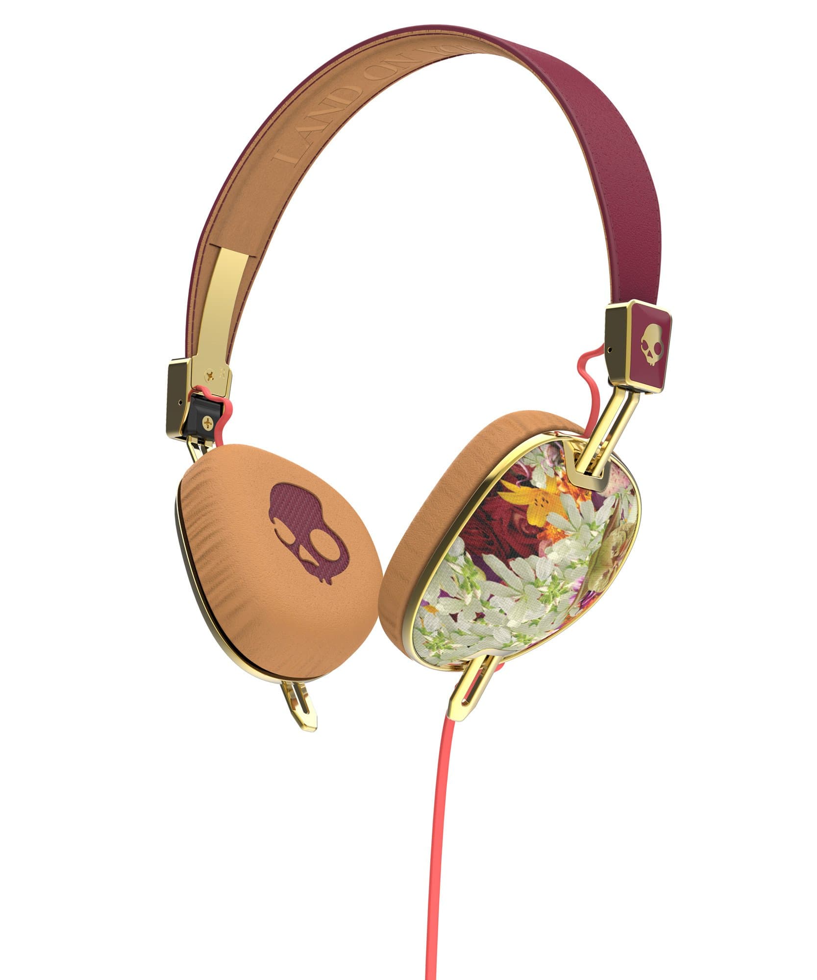 Skullcandy Knockout Headphone - Womens Floral/Burgundy/Rose Gold, One Size