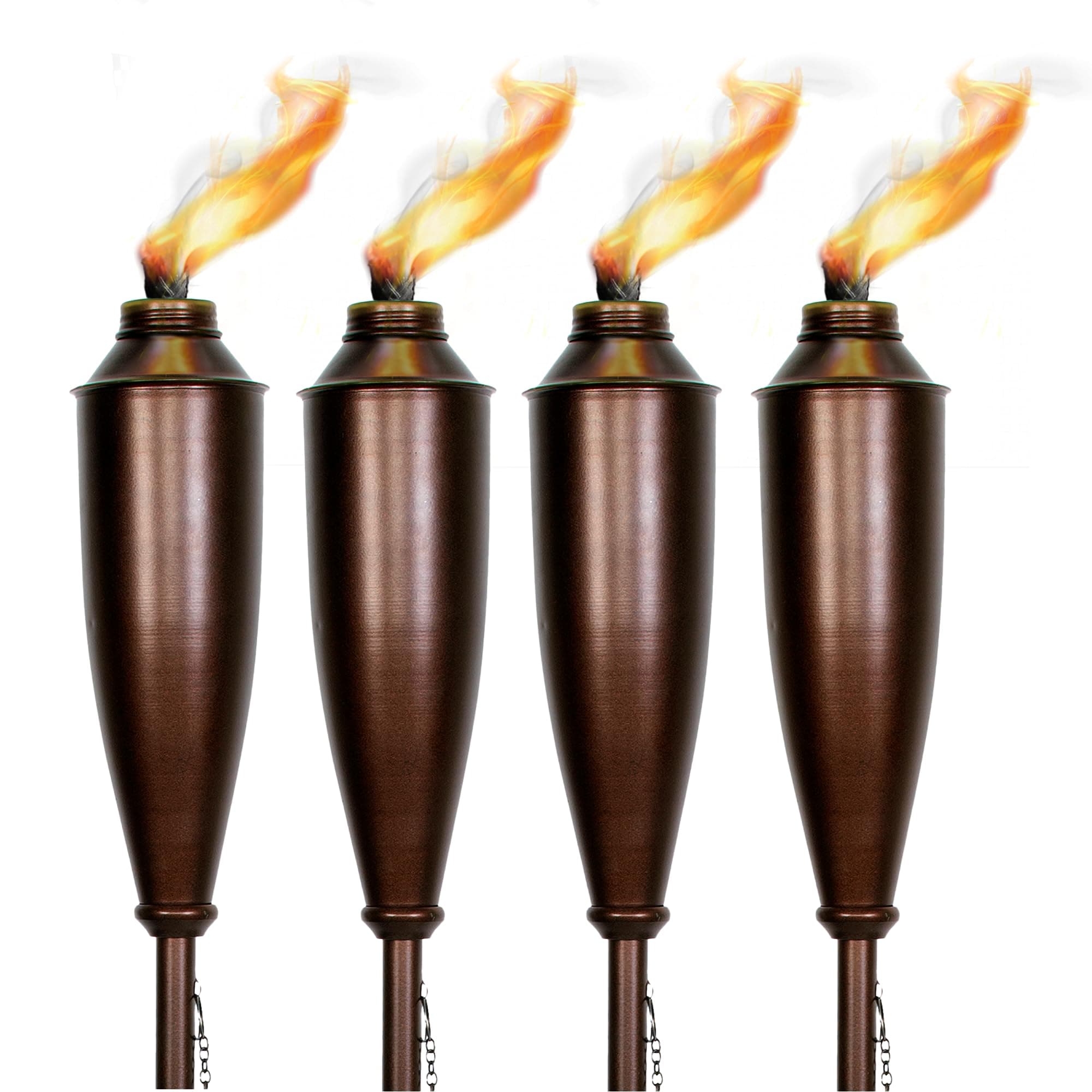 Garden Torches for Outside -Deco Home Pack of 4 Metal Garden Torches Citronella Oil for Outdoor Ambiance - Decorative and Functional Citronella Torches for Patio, Lawn, and Backyard- Bronze