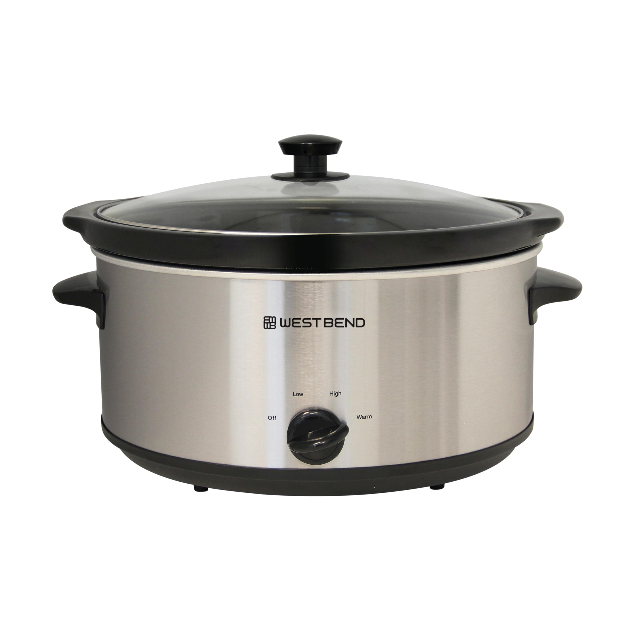 West Bend Slow Cooker 6-Quart Manual Crockery Style with Dishwasher Safe Oval Ceramic Crockpot and Glass Lid Two Temperature Settings Plus Keep Warm, 330-Watts, Silver
