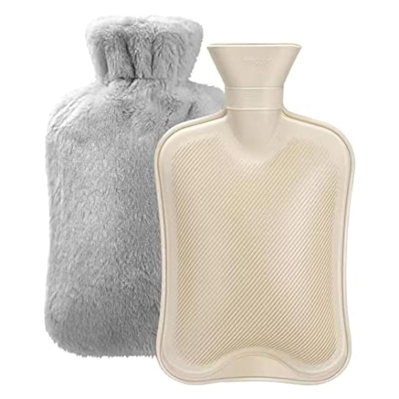 Hot Water Bottle with Soft Cover (2 Liter) Classic Rubber Hot Water Bag for Cramps, Neck, Shoulders Pain Relief, Hot Cold Pack for Hot and Cold Therapy and Feet Warmer