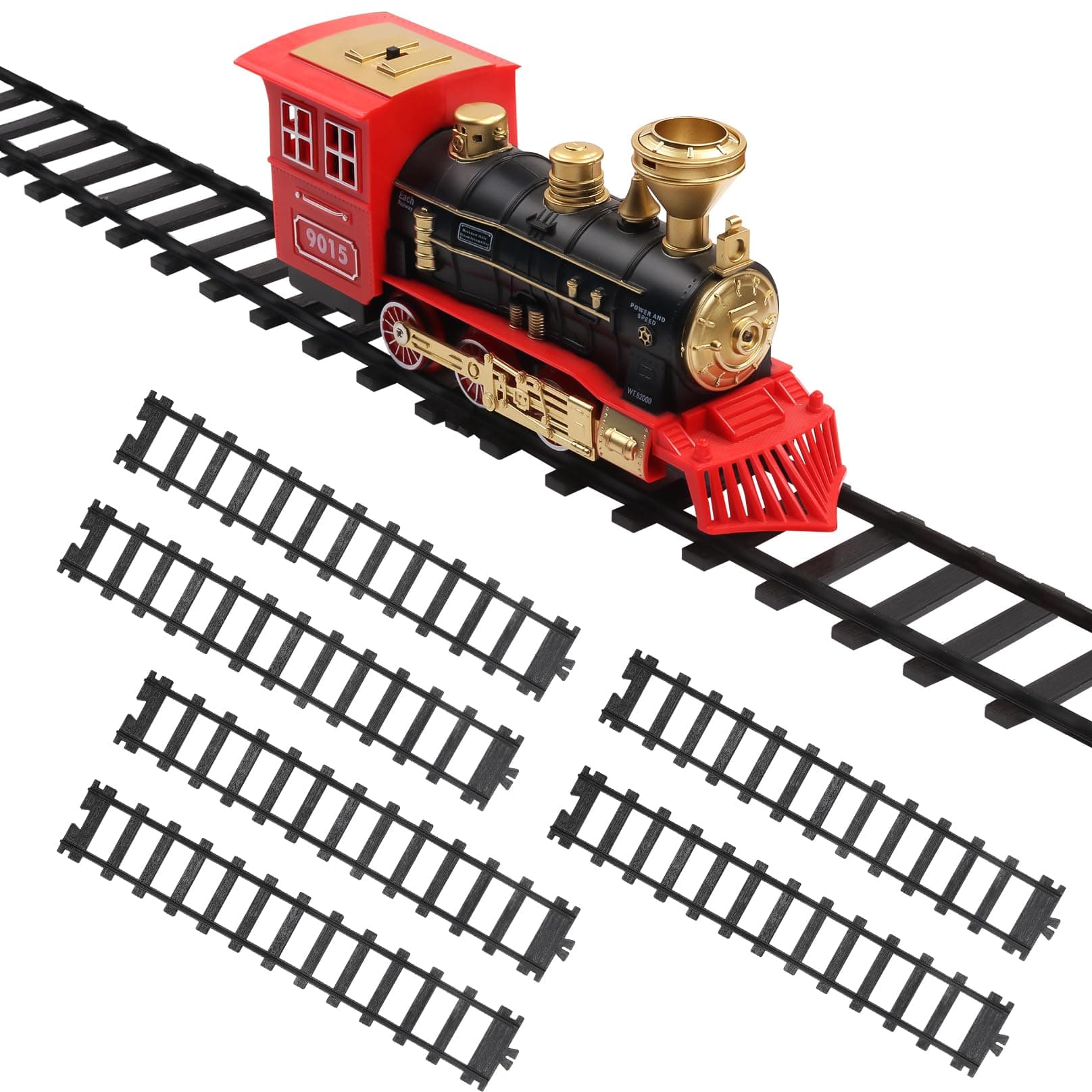 Hot Bee 6 Pcs Train Tracks Accessories Straight Train Track Railroad Building Toy Railway Rail with Snaps 9015 Trains Set,Gifts for 3 4 5 6 7 8+ Year Old Kids (Size：6cm-2.36in)