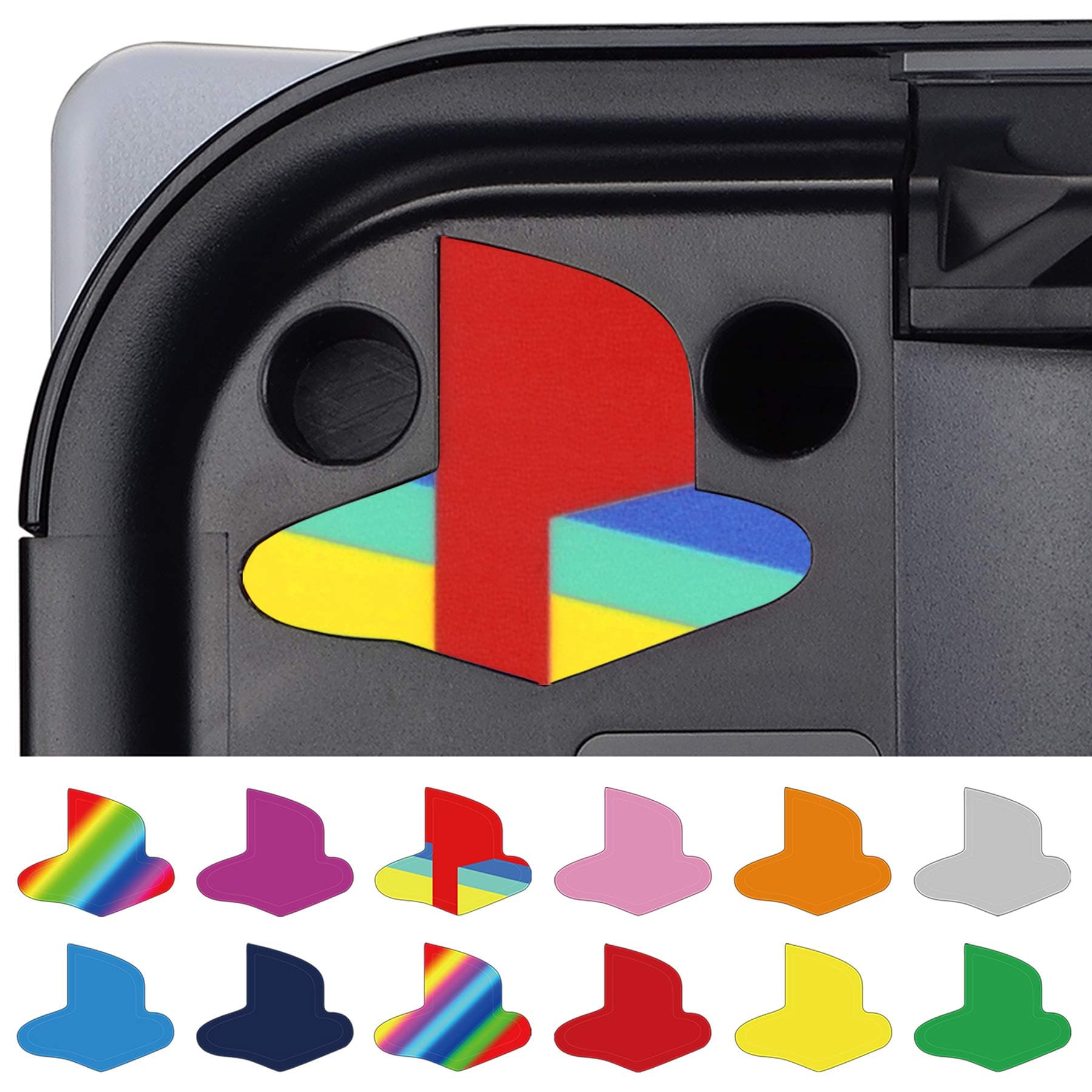 PlayVital Logo Underlay Sticker for ps5 Console, Custom Vinyl Decal Skins for ps5 Console Disc & Digital Version - 9 Colors & 3 Classic Retro Styles, Set of 12