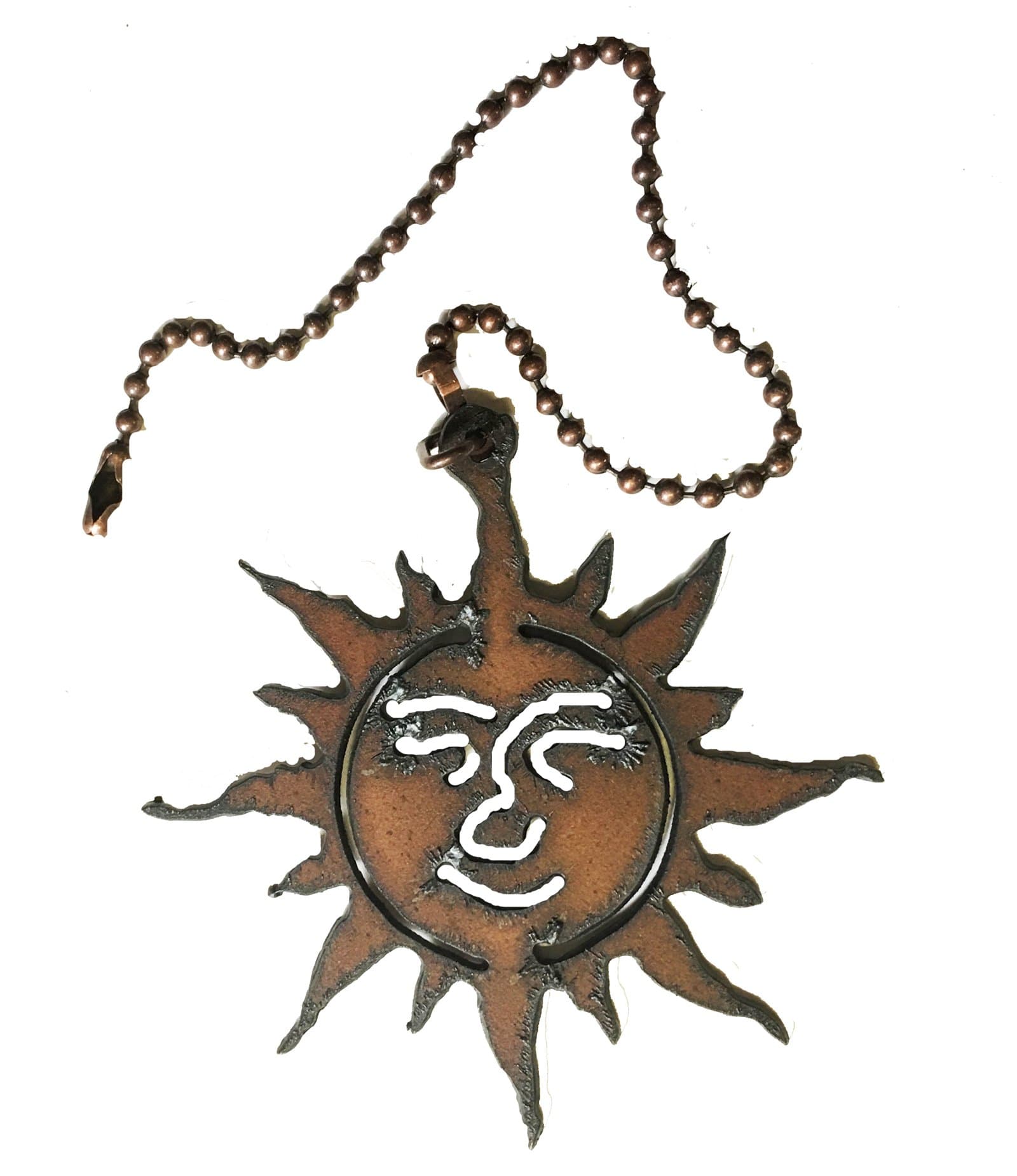 Southwestern Home Decor Rustic Metal Flaming Sun Decorative Ceiling Fan Pull