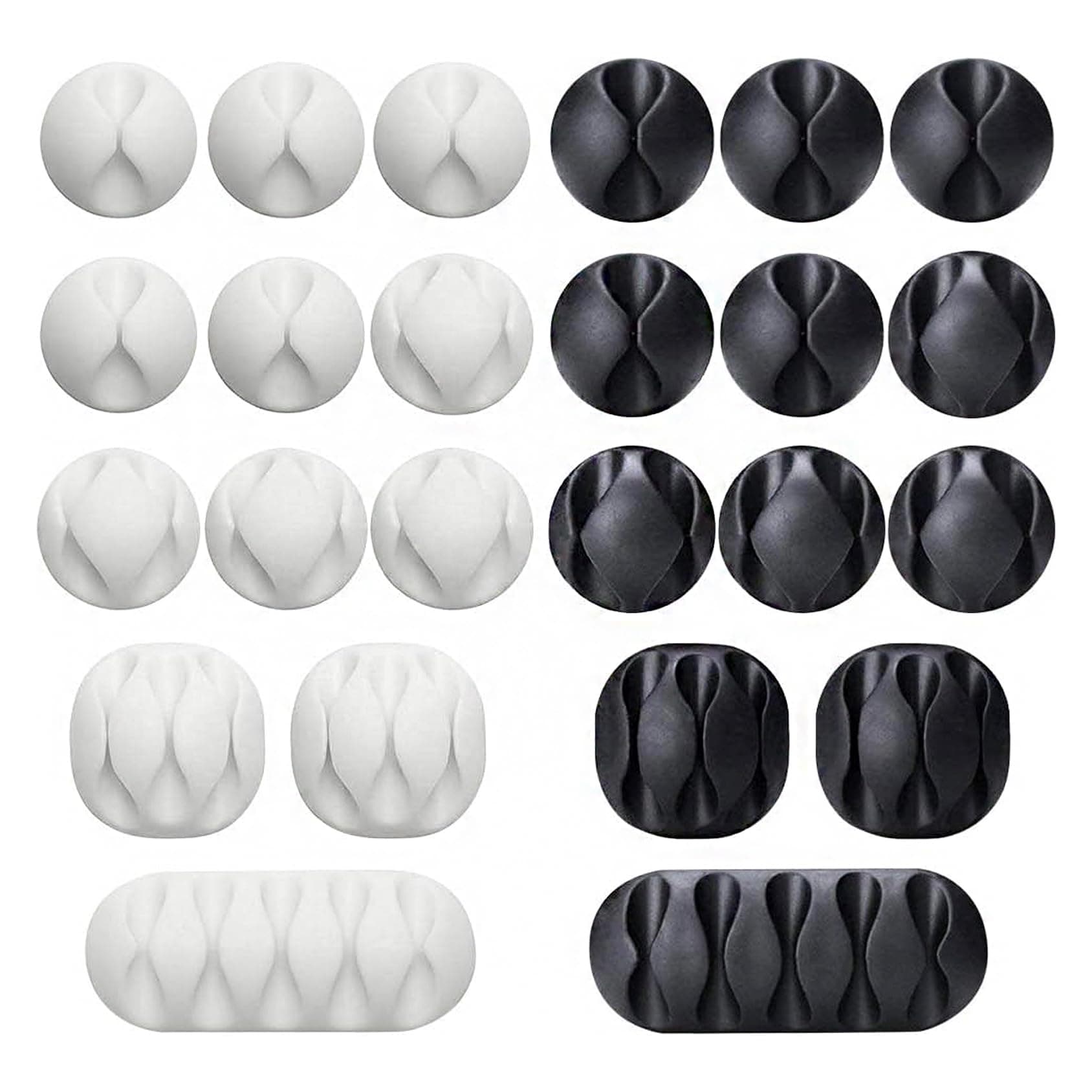 24 Pieces Adhesive Cable Clips Viaky Wire Management Desk Cable Organizer Cord Clips Cable Holder Clamps - Home, Office, Cubicle, Car, Nightstand, Desk Accessories-Black and White