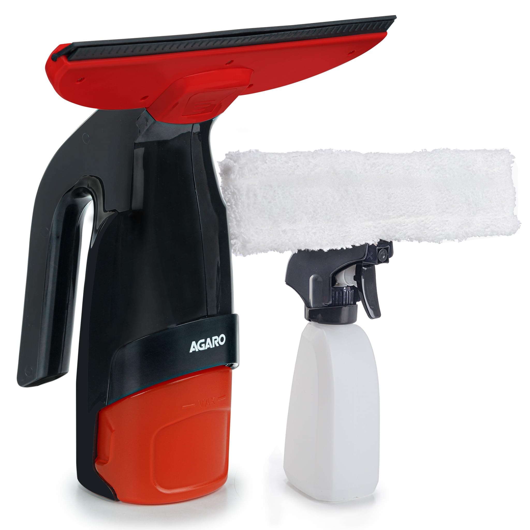 Delite Electric Glass Vacuum Cleaner, Spray & Vacuum, 28 Cm Suction Blade, Cordless, 360 ML Spray Bottle, Portable, Efficient for Cleaning Window Glass, Tiles, Glass Tables, Red & Black