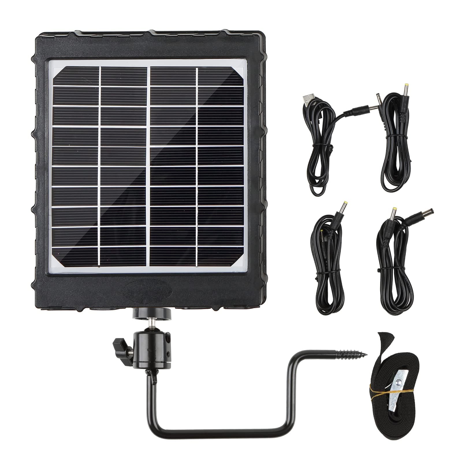 – Solar Panel Power Bank 8000mAh Output 12V/1A, 9V/1.5A, 6V/2A, Input 5V IP66 Waterproof Portable Outdoor Rechargeable Power Supply with Bracket for Trail & Game Camera