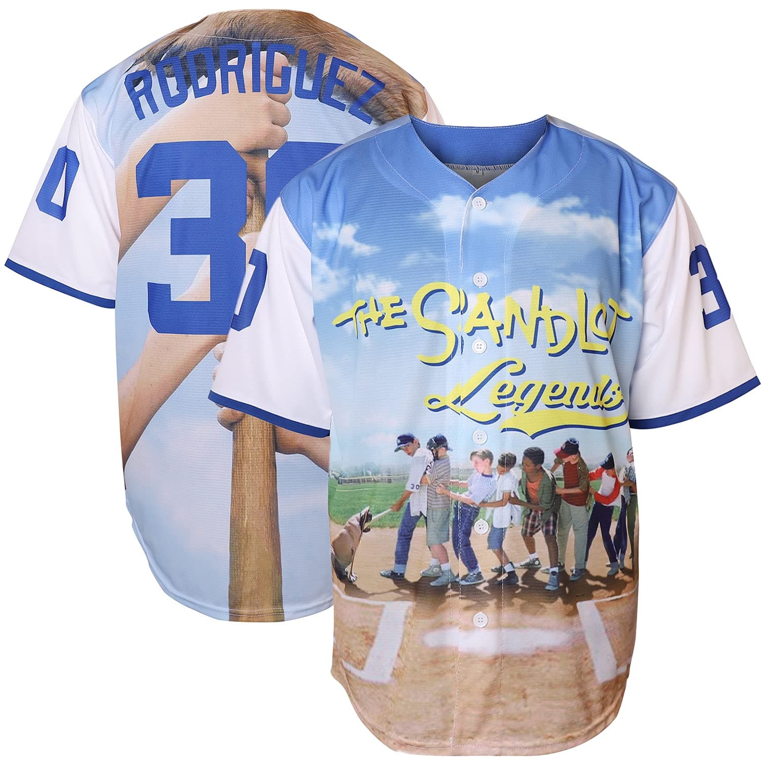 PhoneutrixBenny 'The Jet' Rodriguez 30 The Sandlot Bel Air Short Sleeve Squints Yeah-Yeah Baseball Jersey