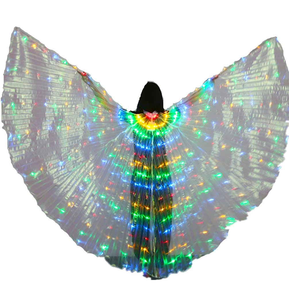 2018 Beauty Pageant Colorful Angel Luminous LED Belly Dance ISIS Wings Halloween Costumes Photography Props(Mixed Color;No Sticks)