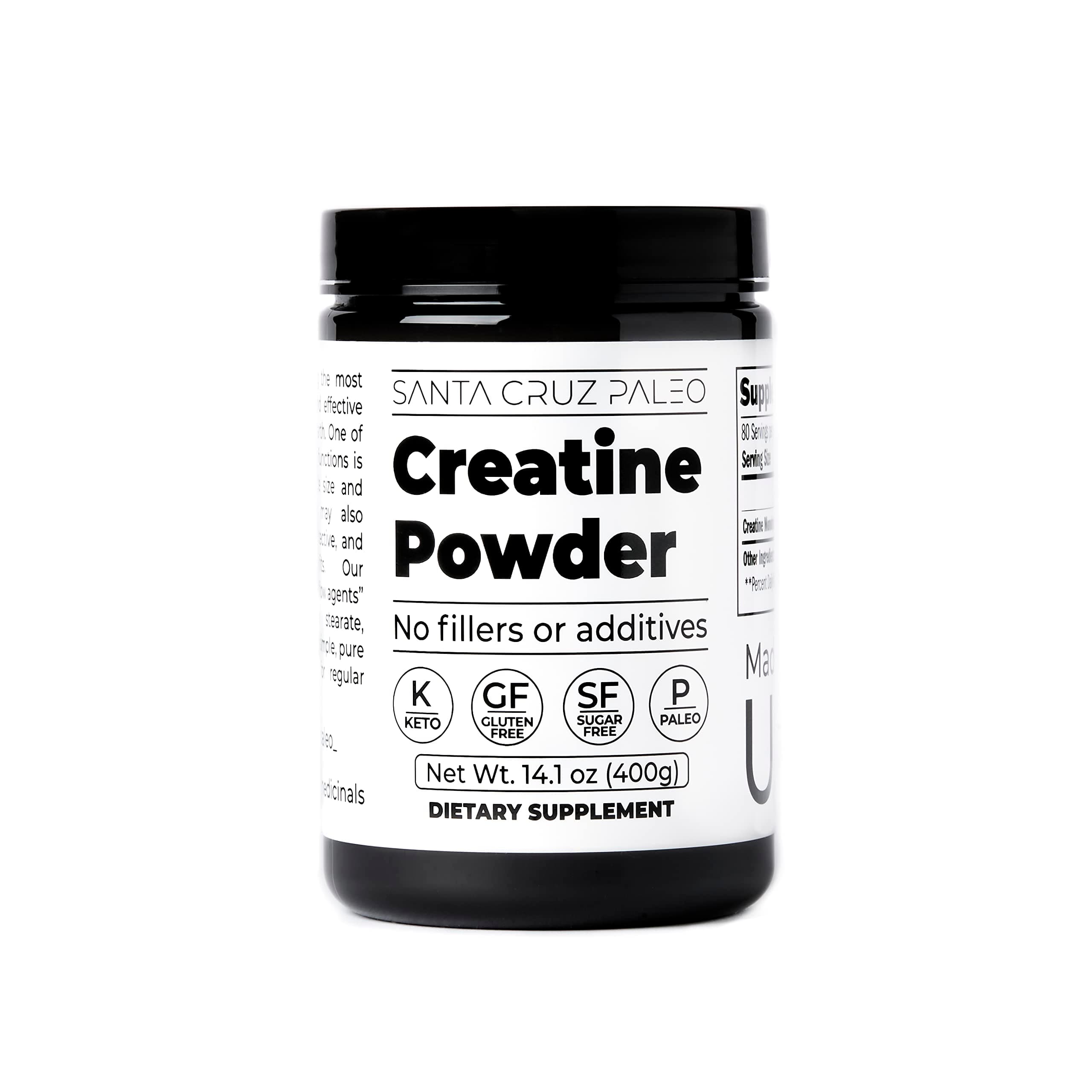 Creatine Powder, Supports Muscle Growth, Gluten Free, Keto, Sugar Free, Paleo, No Fillers or Additives, Creatine Monohydrate Powder 5g per Serving, 100 Servings, 400g