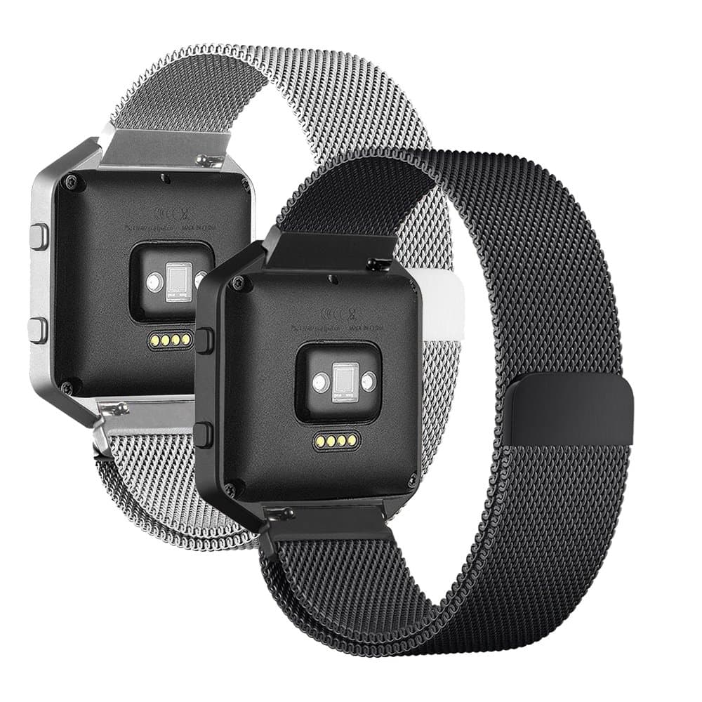 for Fitbit Blaze Band (2 Pack),Stainless Steel Magnetic Milanese Loop Metal Replacement Band for Fitbit Blaze Watch Small Large Women Men for Accessories (No Frame)