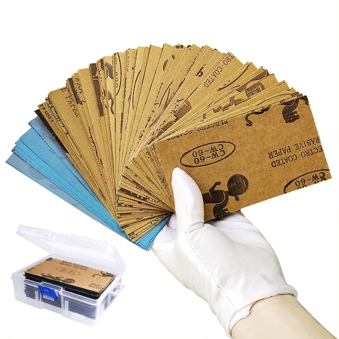 108 Pcs 60-3000 Grit Wet Dry Sandpaper Assortment 7.5 x 14 cm with Free Case for Automotive Wood Furniture Finishing