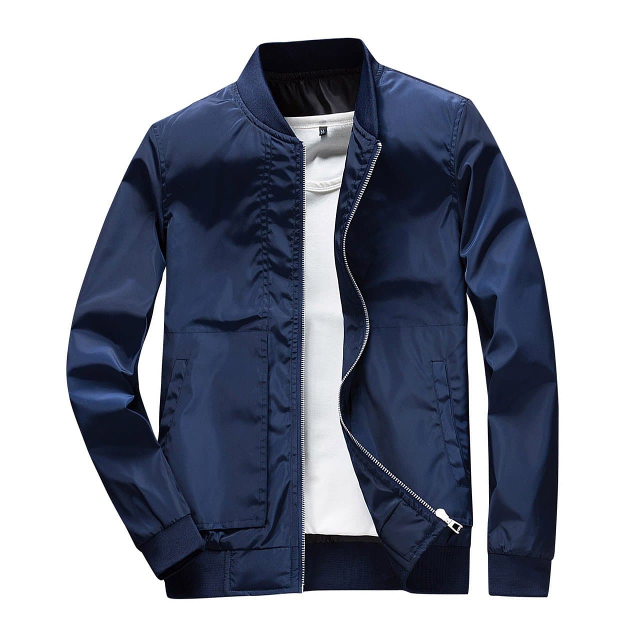 Men's Casual Bomber Jacket Softshell Sportswear Lightweight Slim Jacket Coat (Small, Blue)