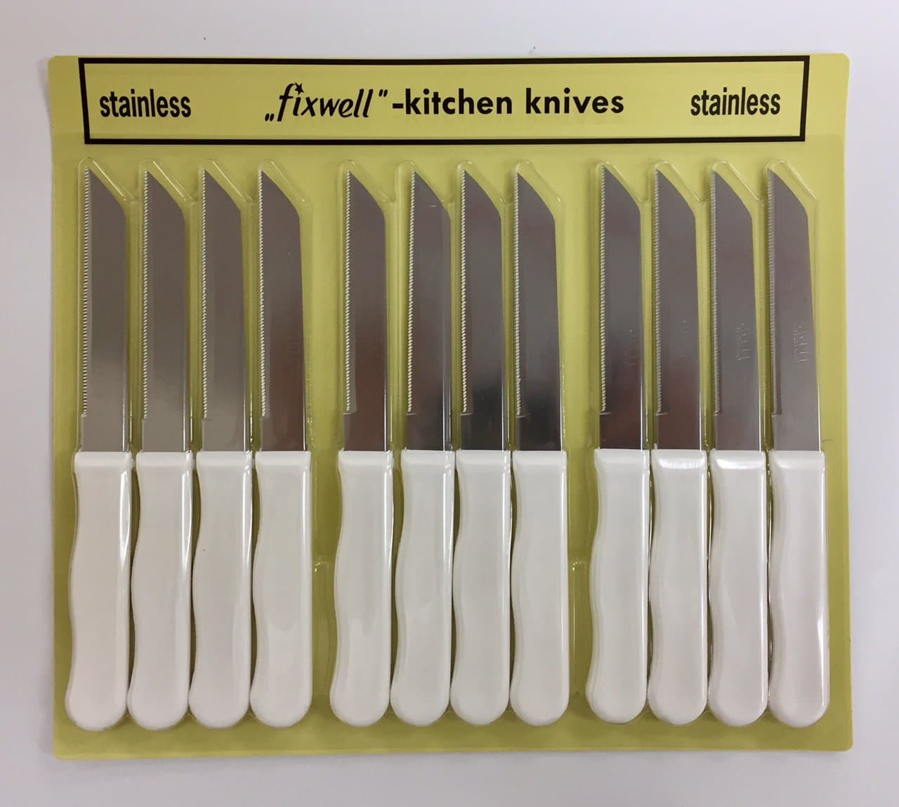 Fixwell 12pc Stainless Steel Knives Set, White Handles