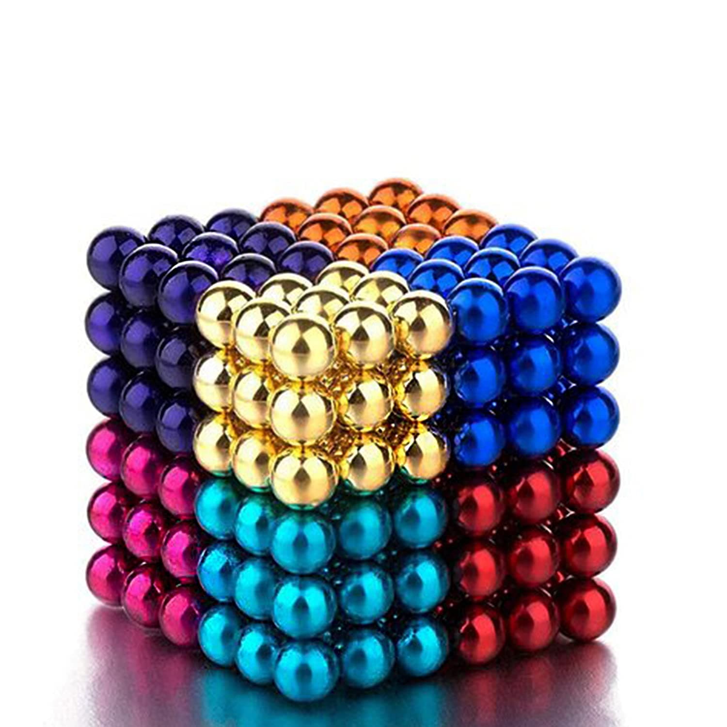 OANGO Multi-Colored Balls for Kids Degree Round Magnetic Stainless Steel Solid Balls for Kids Toy, or Home,Office Decoration & Stress Relief 216 Pcs (Multicolor)