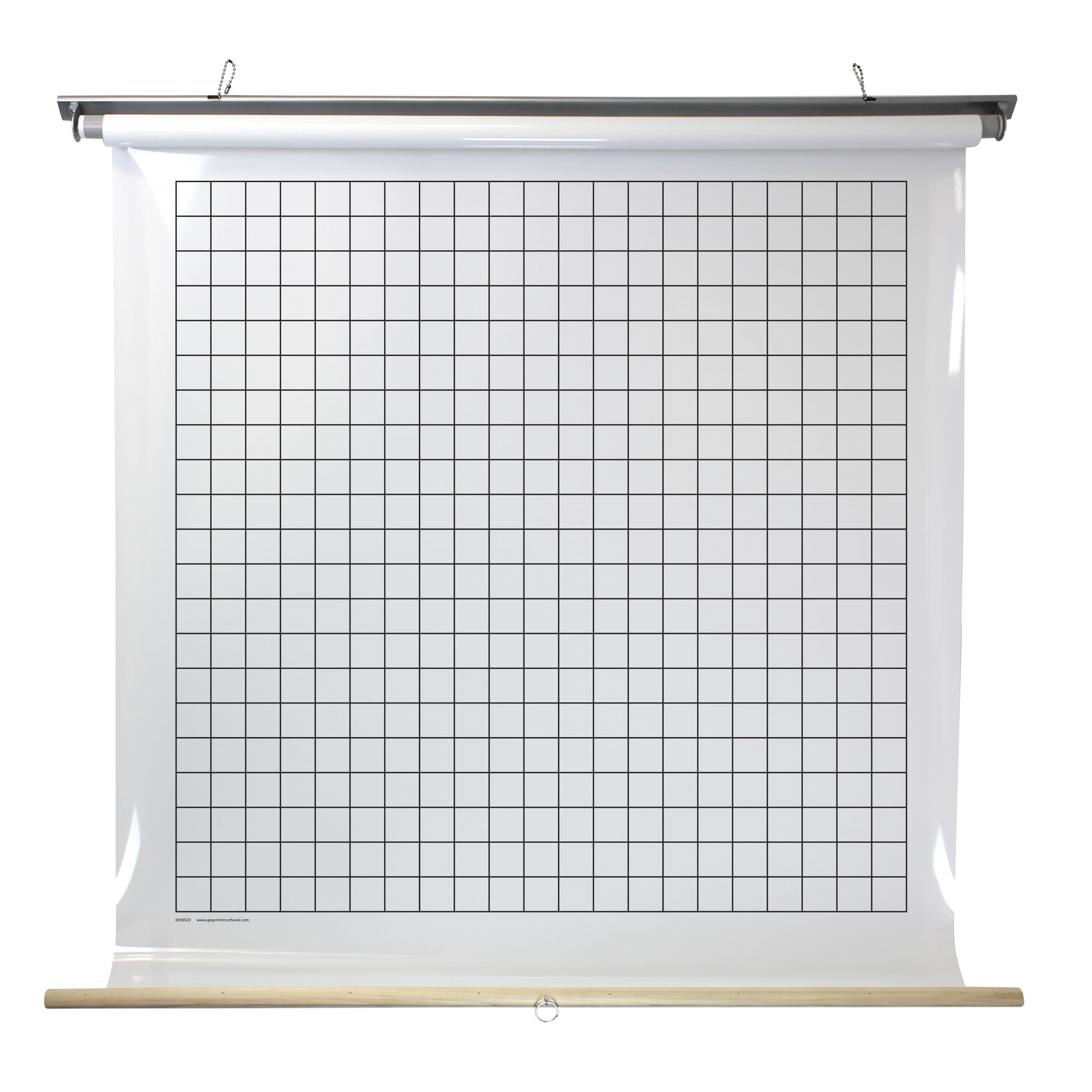 250522 Pull-Down Dry Erase Graph Chart, 2" Grid, 48" Height, 63" Length, White/Black