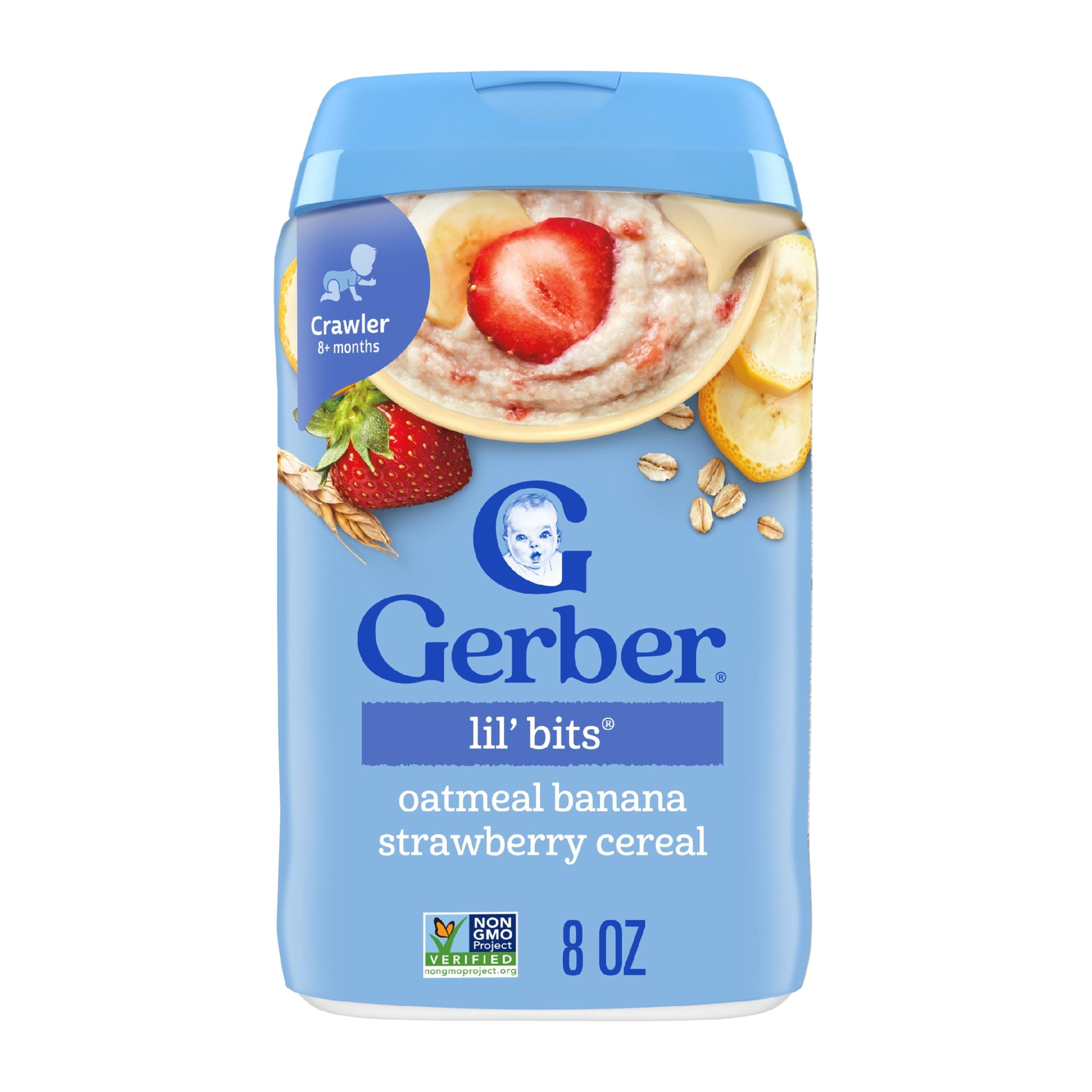 Stage 3 Baby Food, Oatmeal Banana Strawberry Cereal, Whole Grains, Iron, Baby Oatmeal Cereal, 6-Pack