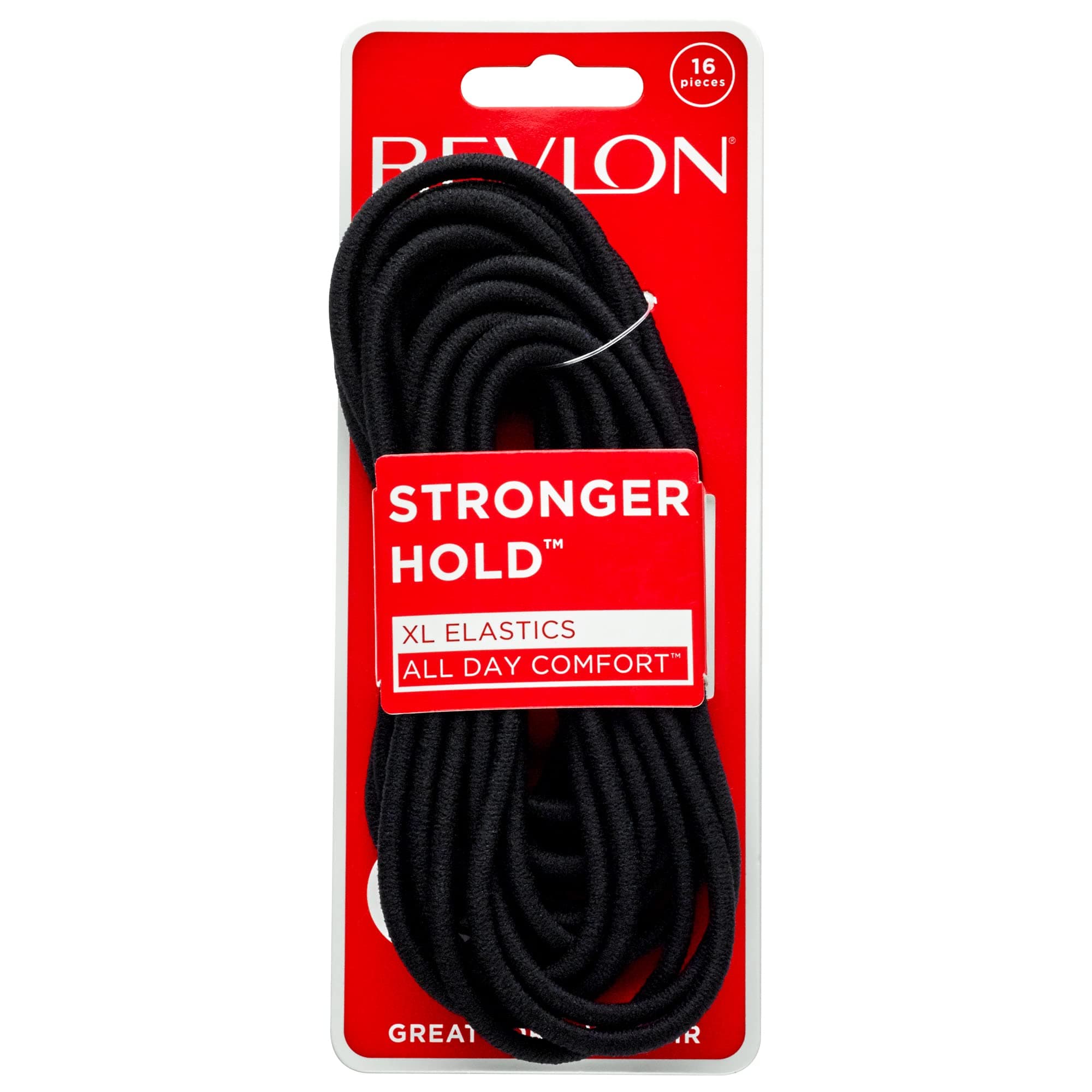 REVLON Extra Long Black Hair Elastics, 16 Count