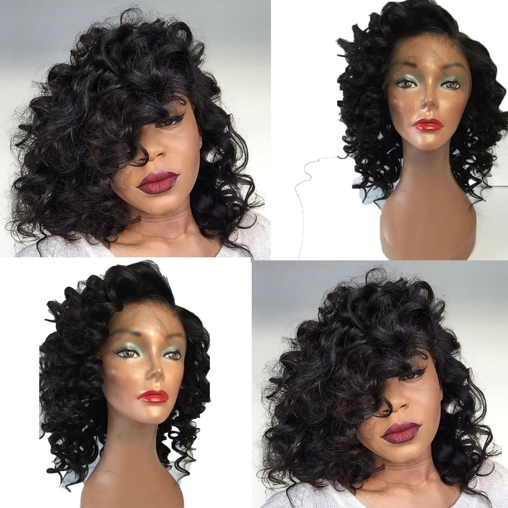 Earical Hair Brazilian Virgin Human Hair lace Front Wig Glueless Big Curly Human Hair Wigs with Baby Hair For Black Woman Natural Hair Wigs On Sale (12 inch, Lace Front Wig)
