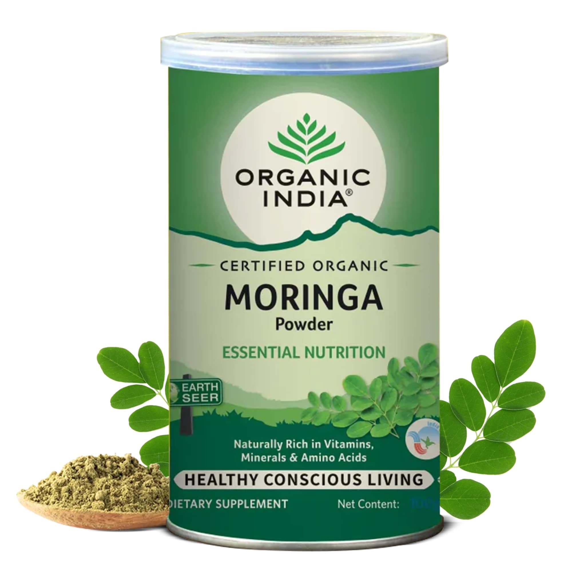 ORGANIC INDIA MORINGA POWDER 100GM FREE SHIPPING USDA Organic