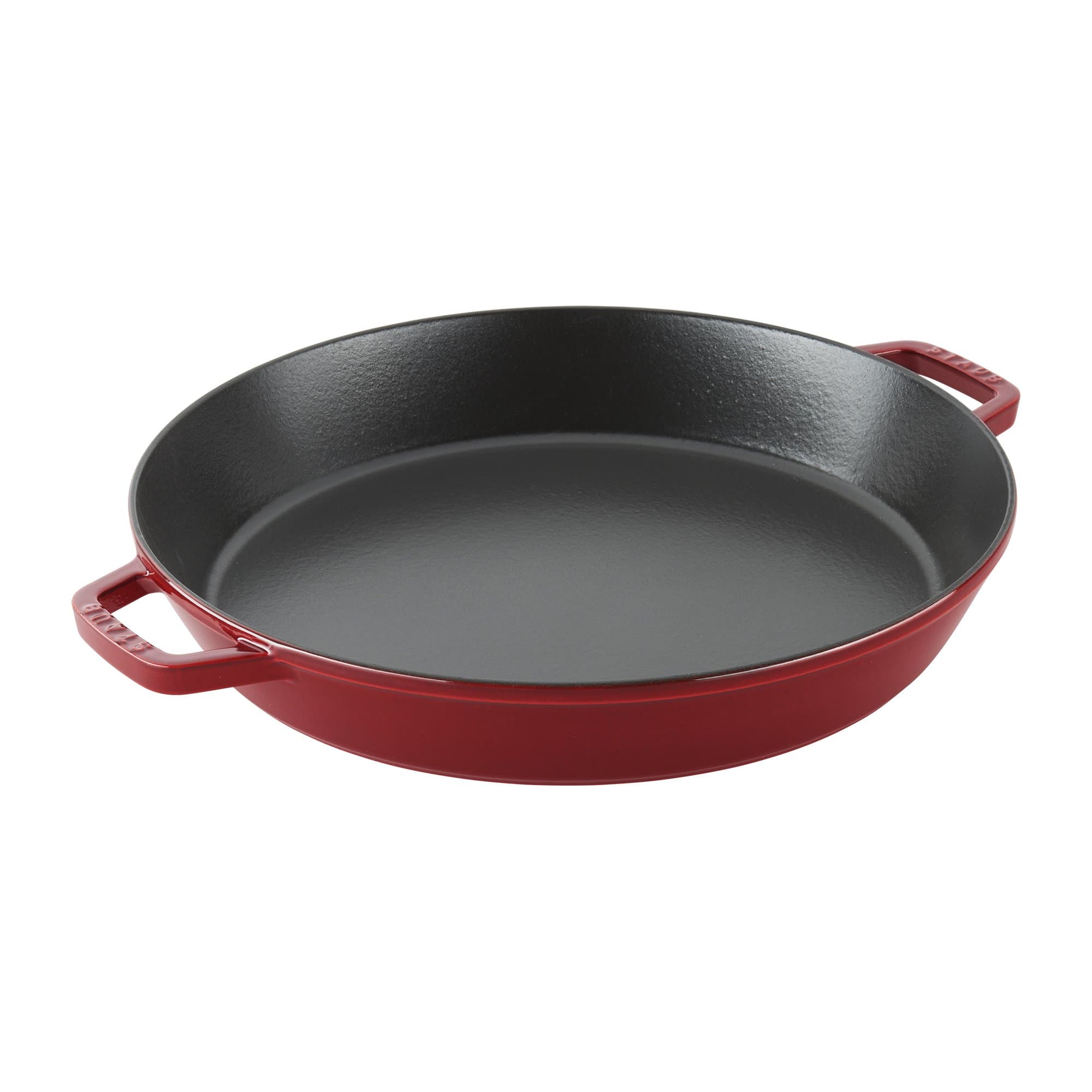 Staub Cast Iron 15-inch Double Handle Fry Pan / Paella Pan - Cherry, Made in France