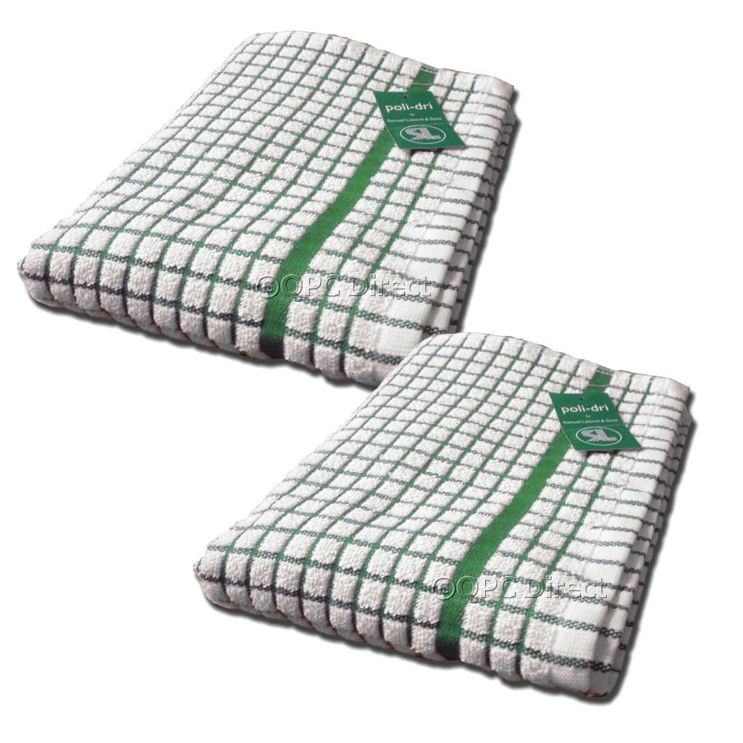 Lamont Premium Poli Dri Large Kitchen Tea Towels, TWINPACK (Green)