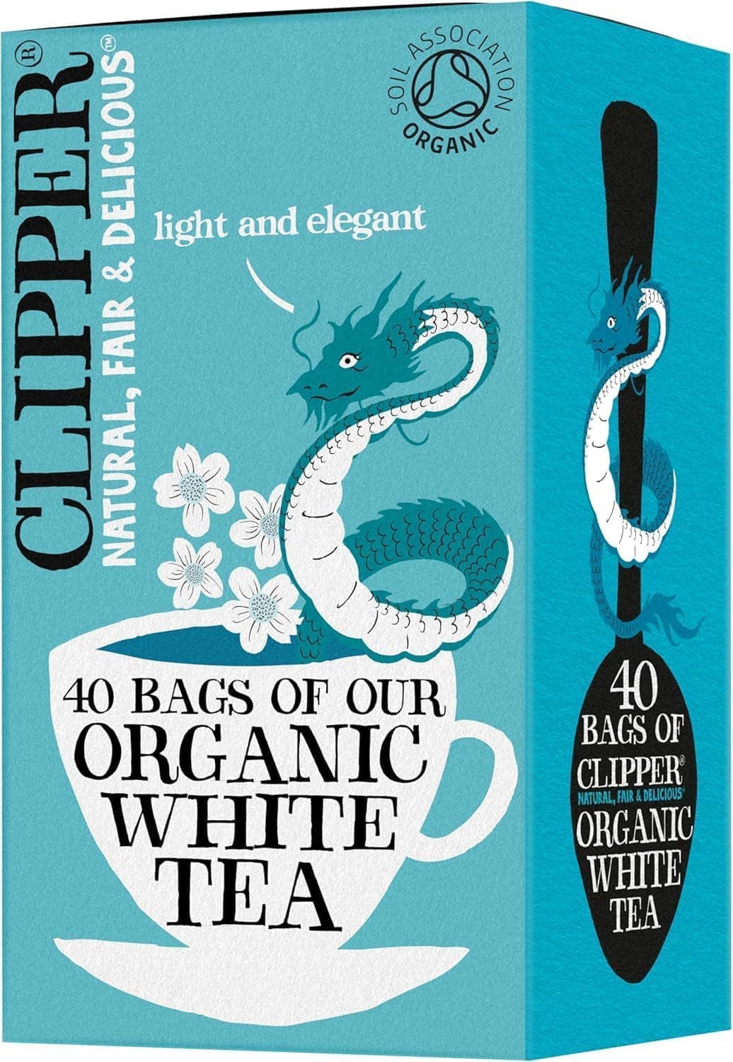 Clipper Organic White Tea Bags | 40 Bags of White Tea from China | for Home or Office | Herbal Tea Bags | Natural, Unbleached Teabags | Sustainable, Plant-Based & Biodegradable Teabags