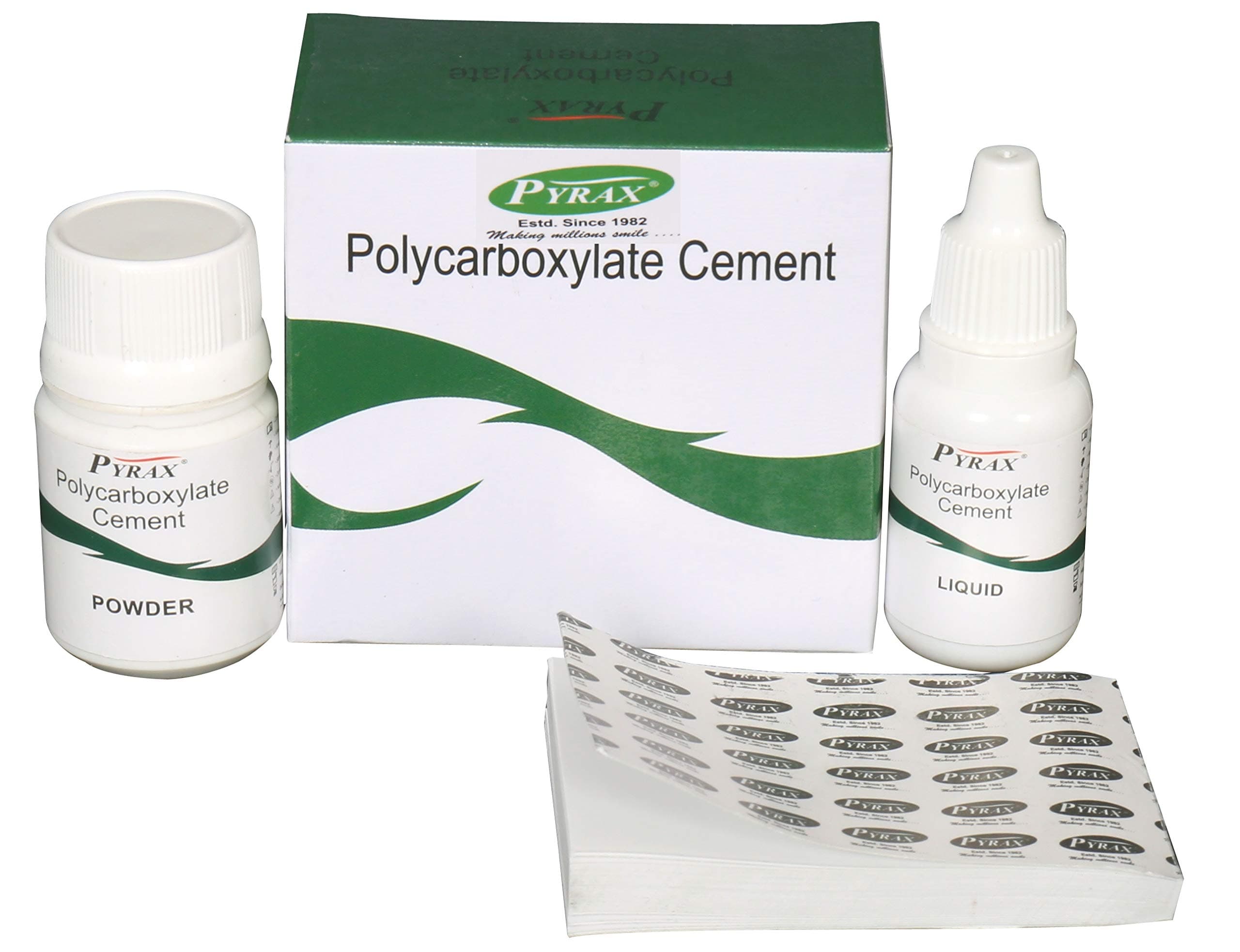 Polycarboxylate Cement Pyrax Polycarboxylate Cement for Dental Care Liquid-15 ml Powder 30 Gms
