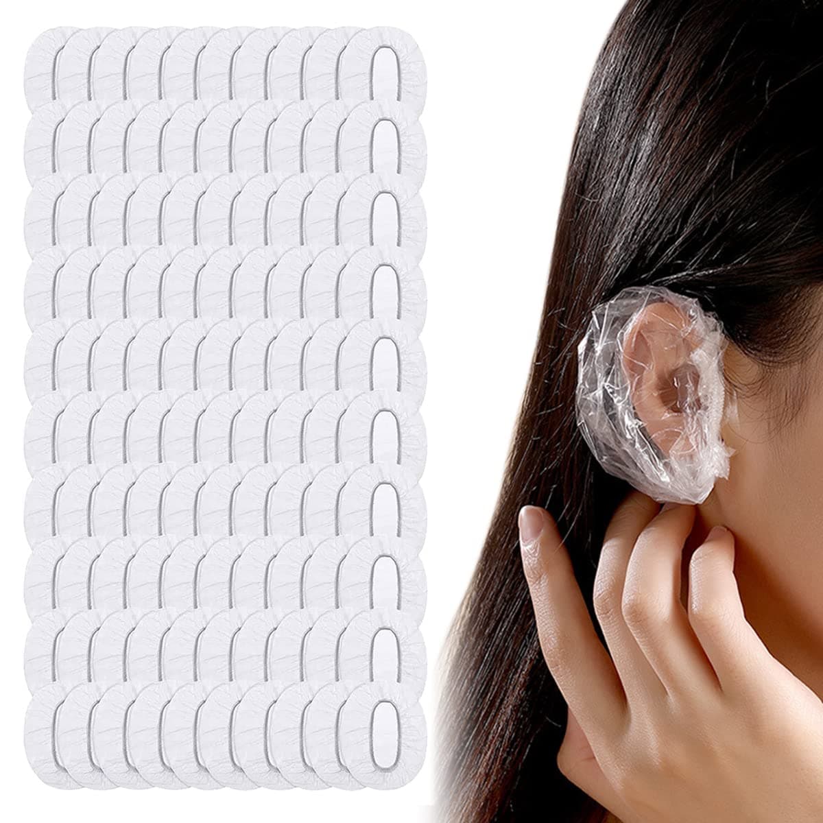 200pcs Disposable Ear Protectors Waterproof Ear Covers Plastic Shower Ear Protector Caps for Bathing Accessories Ear Cover Caps for Hair Dye Spa Salon, One Size