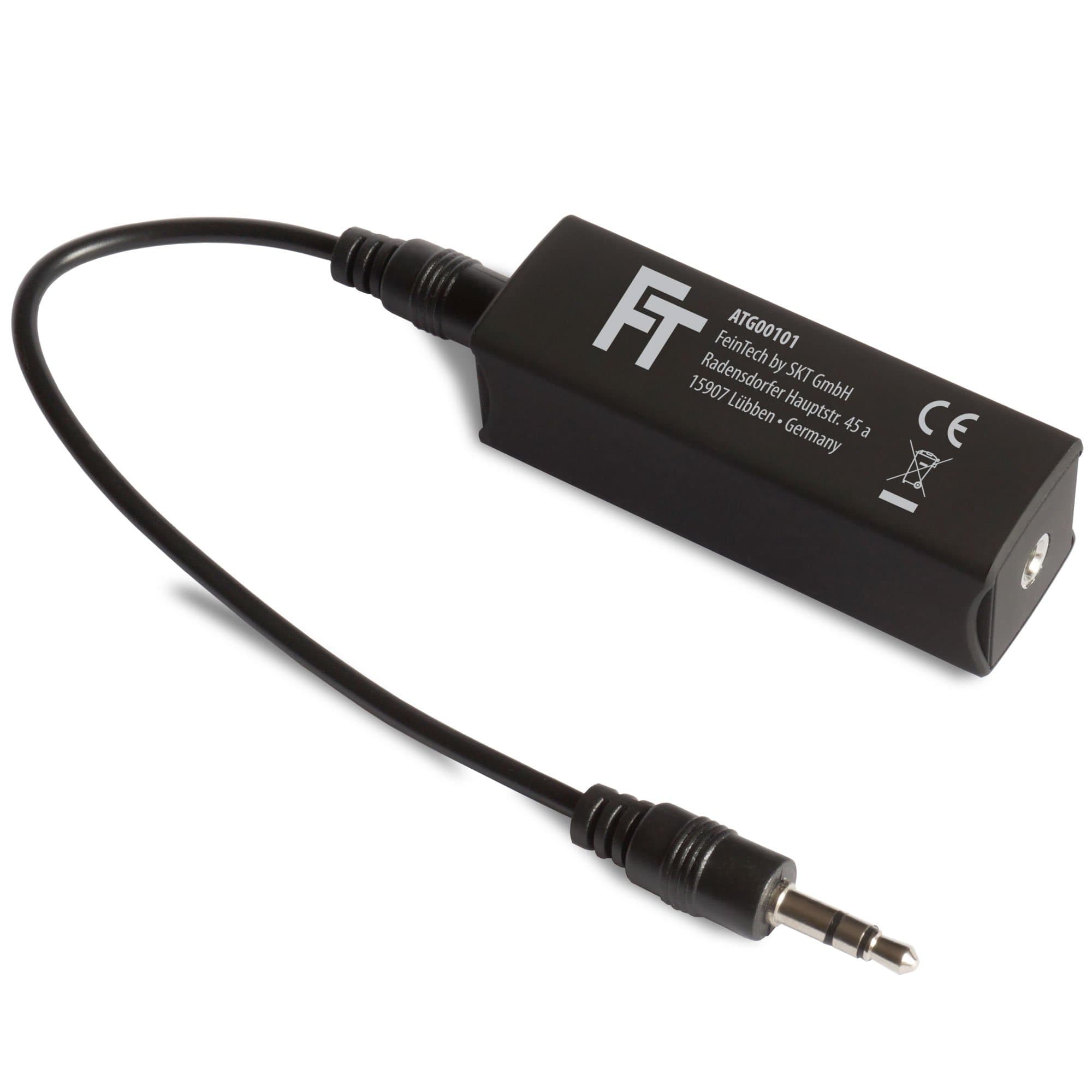 FeinTech ATG00101 Audio Ground Loop Isolator Filter Suppressor Noise 3.5 mm Jack Stereo Cable, Black