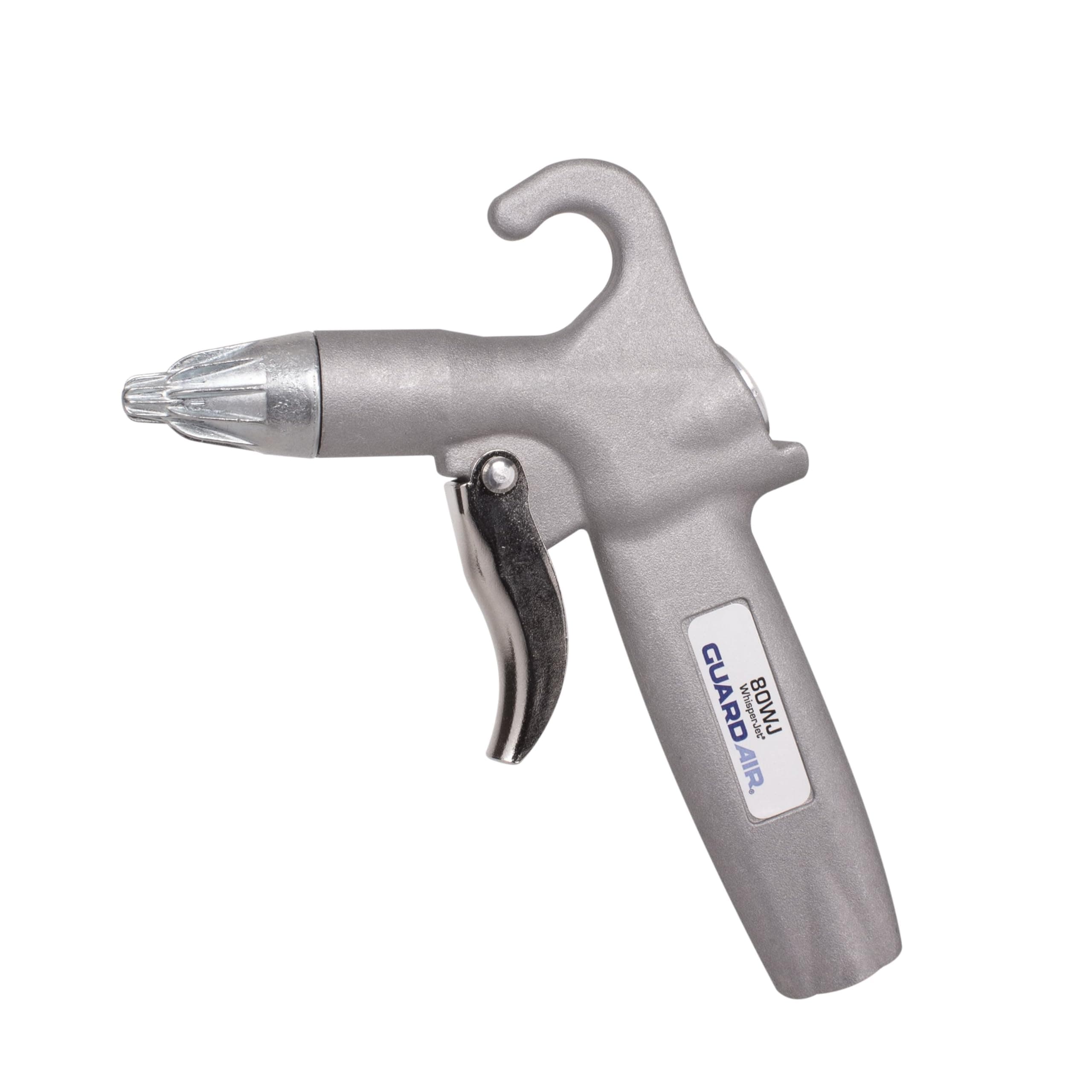 Guardair 80WJ Whisper Jet Safety Air Gun - Volume Control, Pistol Style Grip, Ideal for Cleaning Bench Tops, Work Stations, or Machinery, Gray