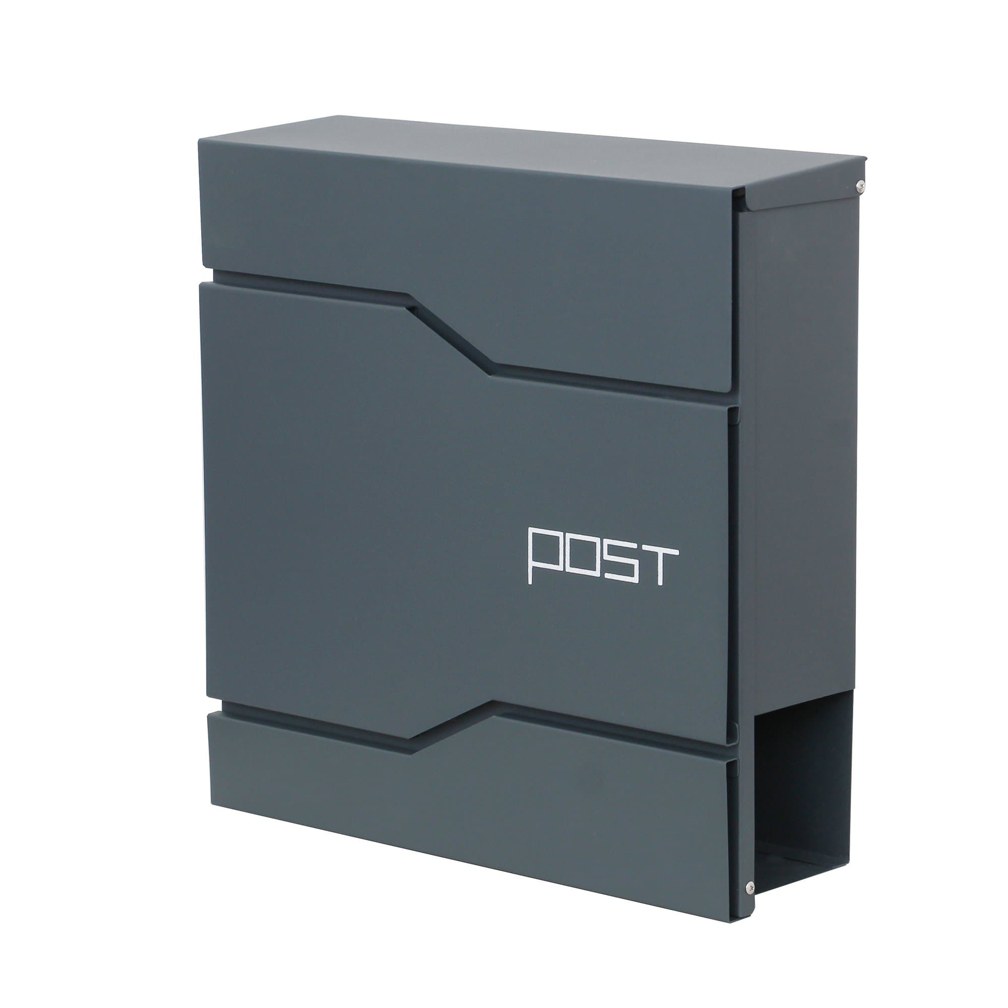 LZQ – Modern Designer Wall-Mount Letterbox Brushed Stainless Steel Mail Letter Post Box with Newspaper Holder – Anthracite Post Box with Newspaper Holder