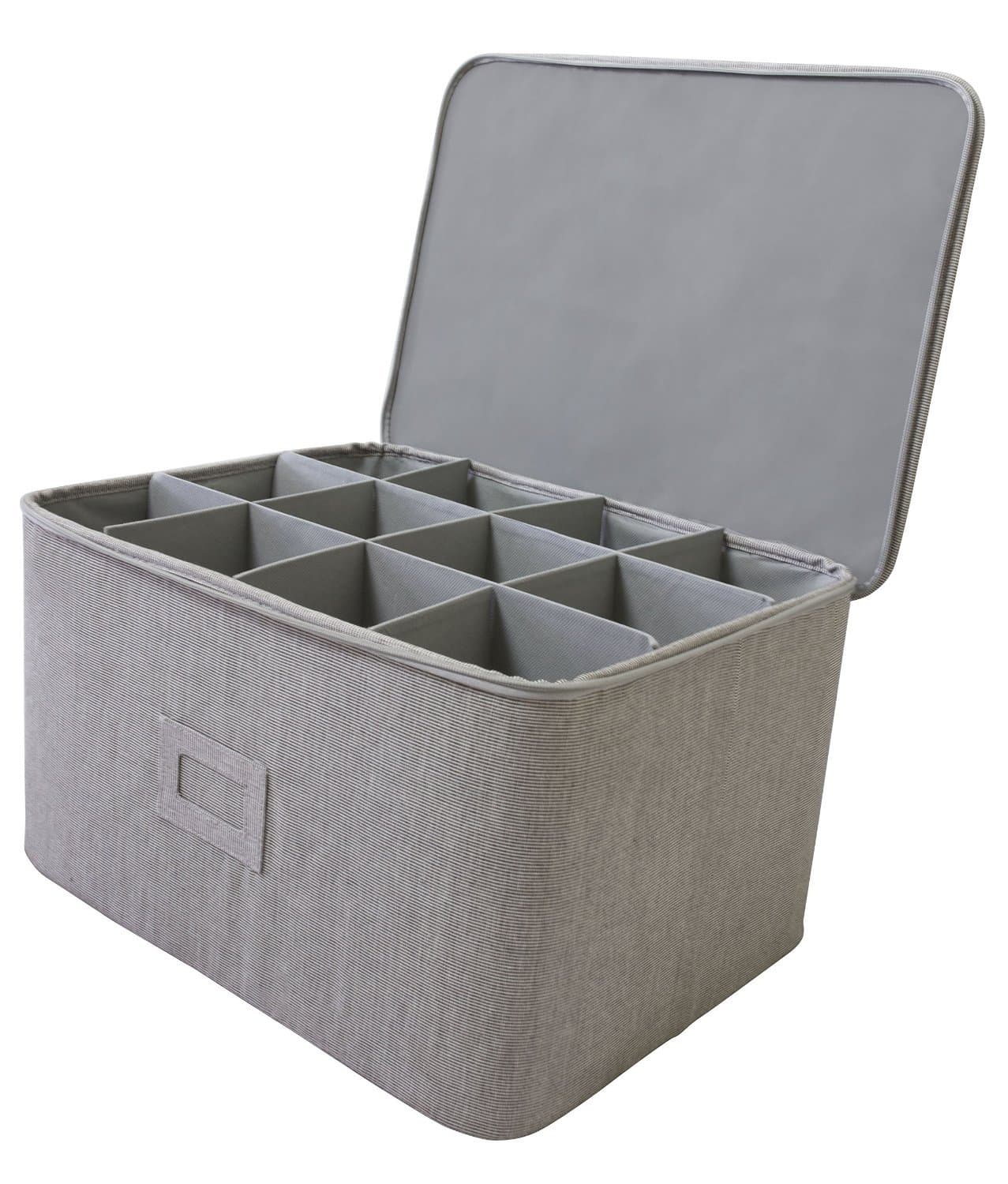 InThiSPACE Twill Hard-shell Tall Storage Chest For Stemware, Ornaments, and Odd-shape Plates