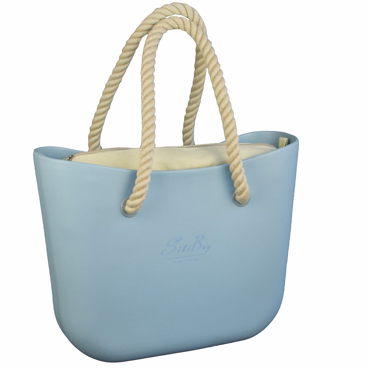 Silibag Sky Blue Large - Natural Inner - Rope Natural Handles