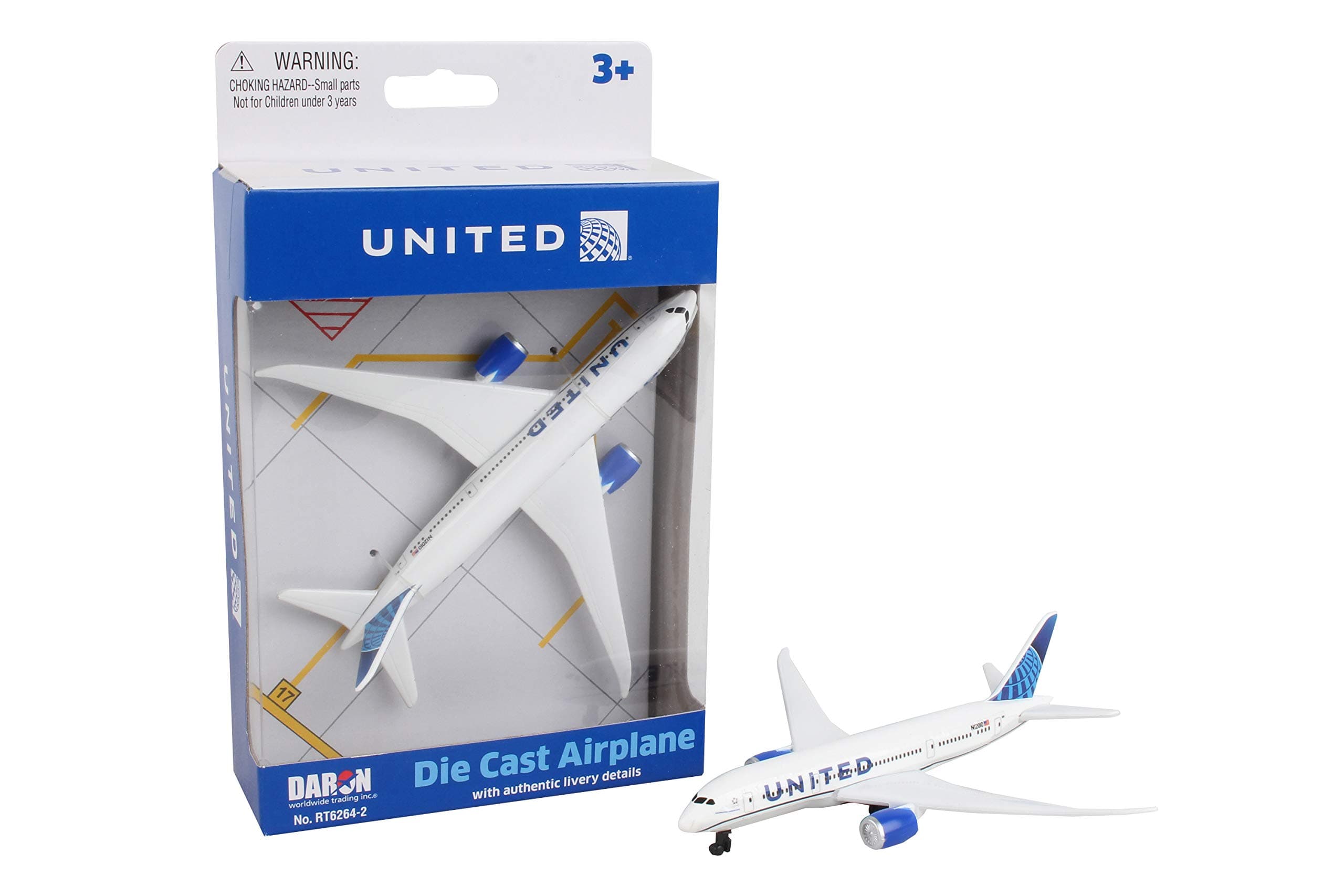 Die Cast United 747 Plane, White, 3 years and up