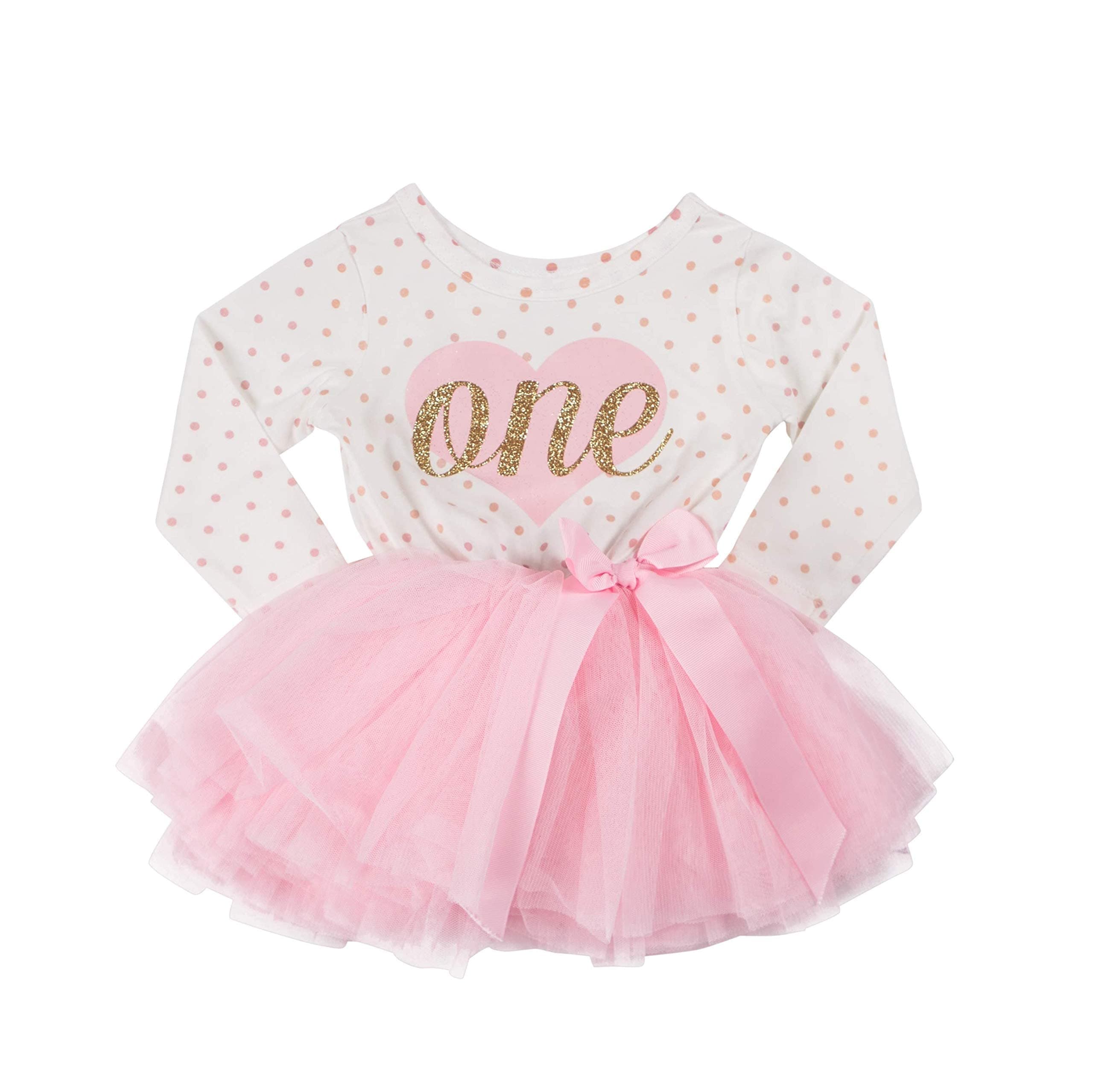 Grace and Lucille 1st Birthday Dress - Long Sleeve Dress with Tutu (6-12 Months and 12-24 Months)
